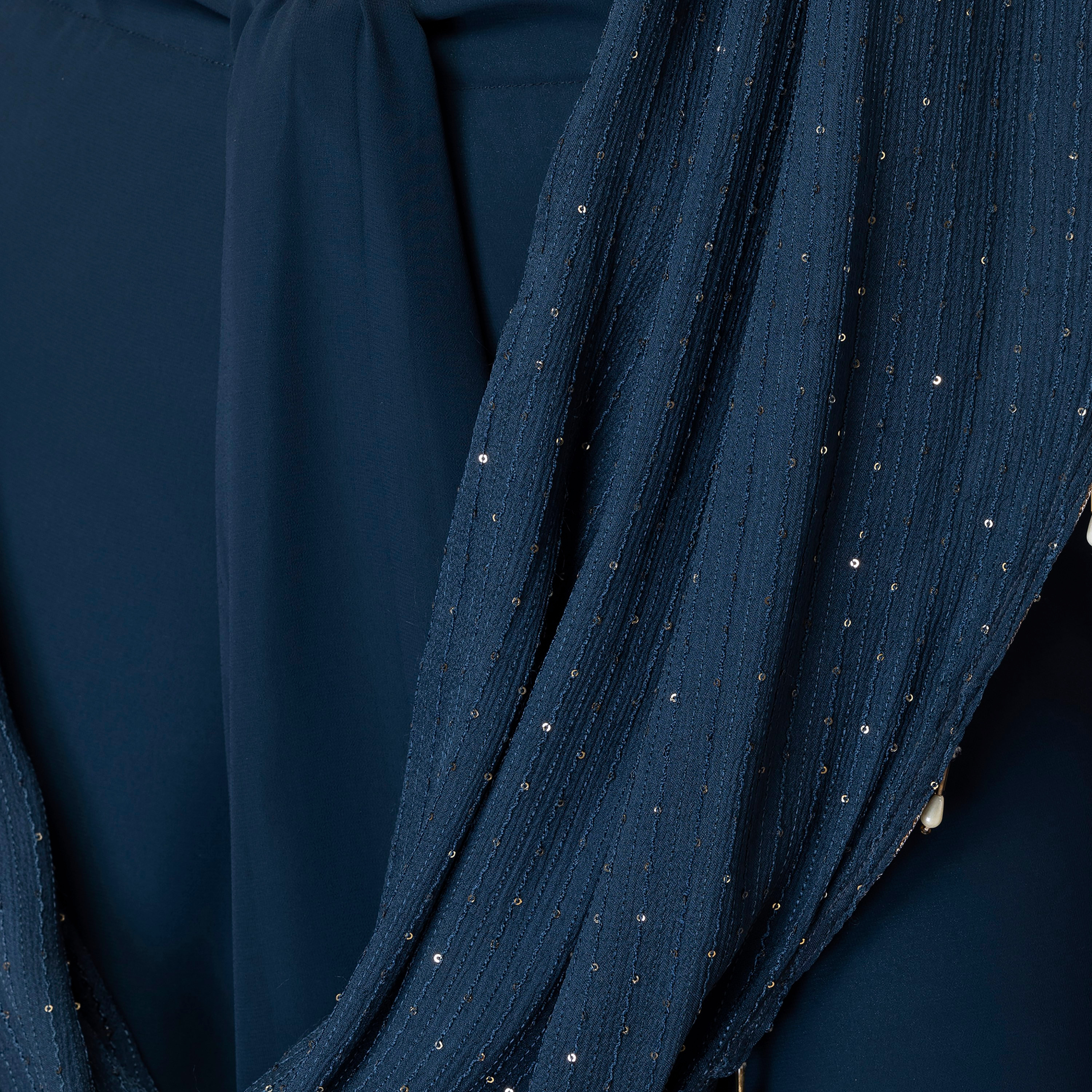Indya Sequins Georgette Blue Pre-Draped Saree-women-clothing-ethnicwear-sareesets-image-3