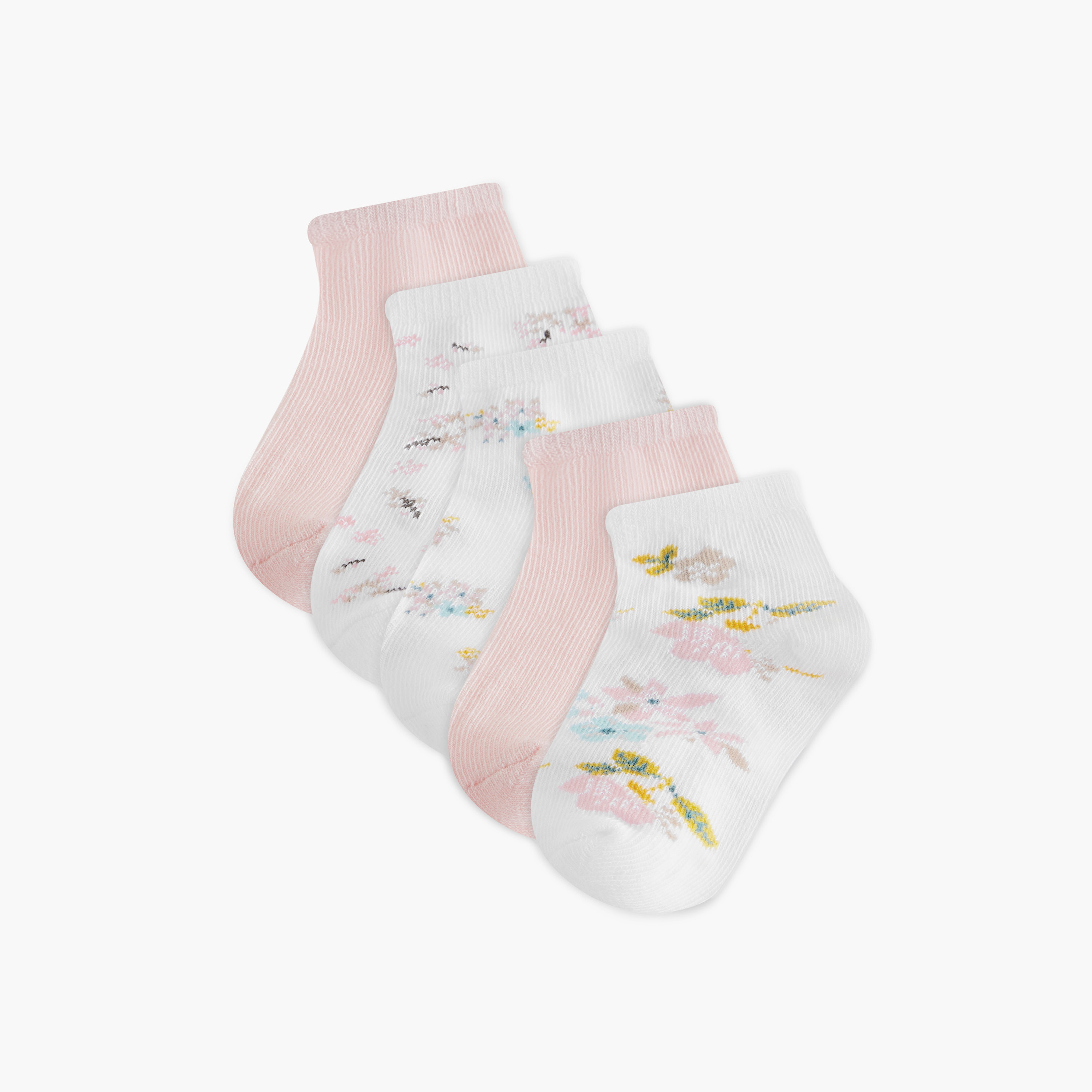 طقم جوارب 5 أزواج متنوعة بطول الكاحل من بيرفيت-girls-accessories-socks-image-1