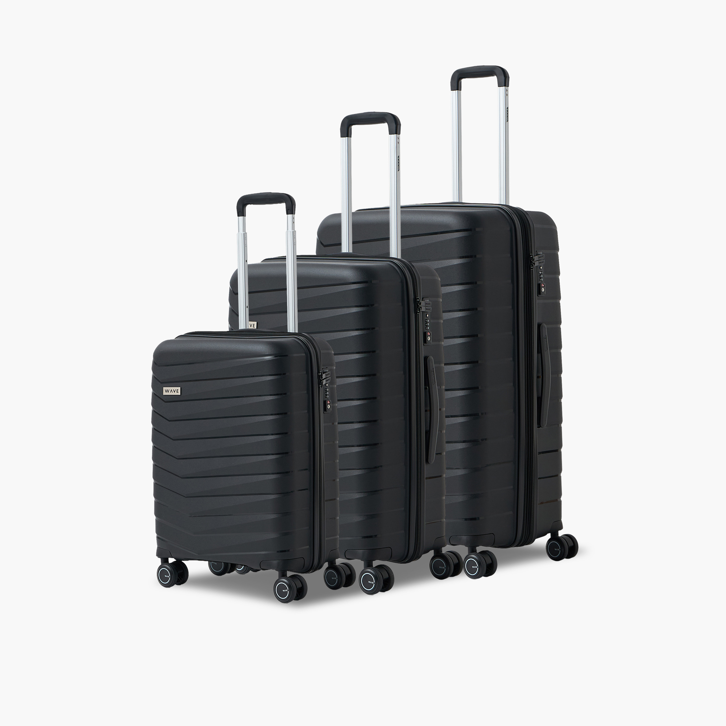 WAVE Textured Hardcase Trolley Bag with Retractable Handle - Set of 3-travel-luggagesandbags-luggage-image-1