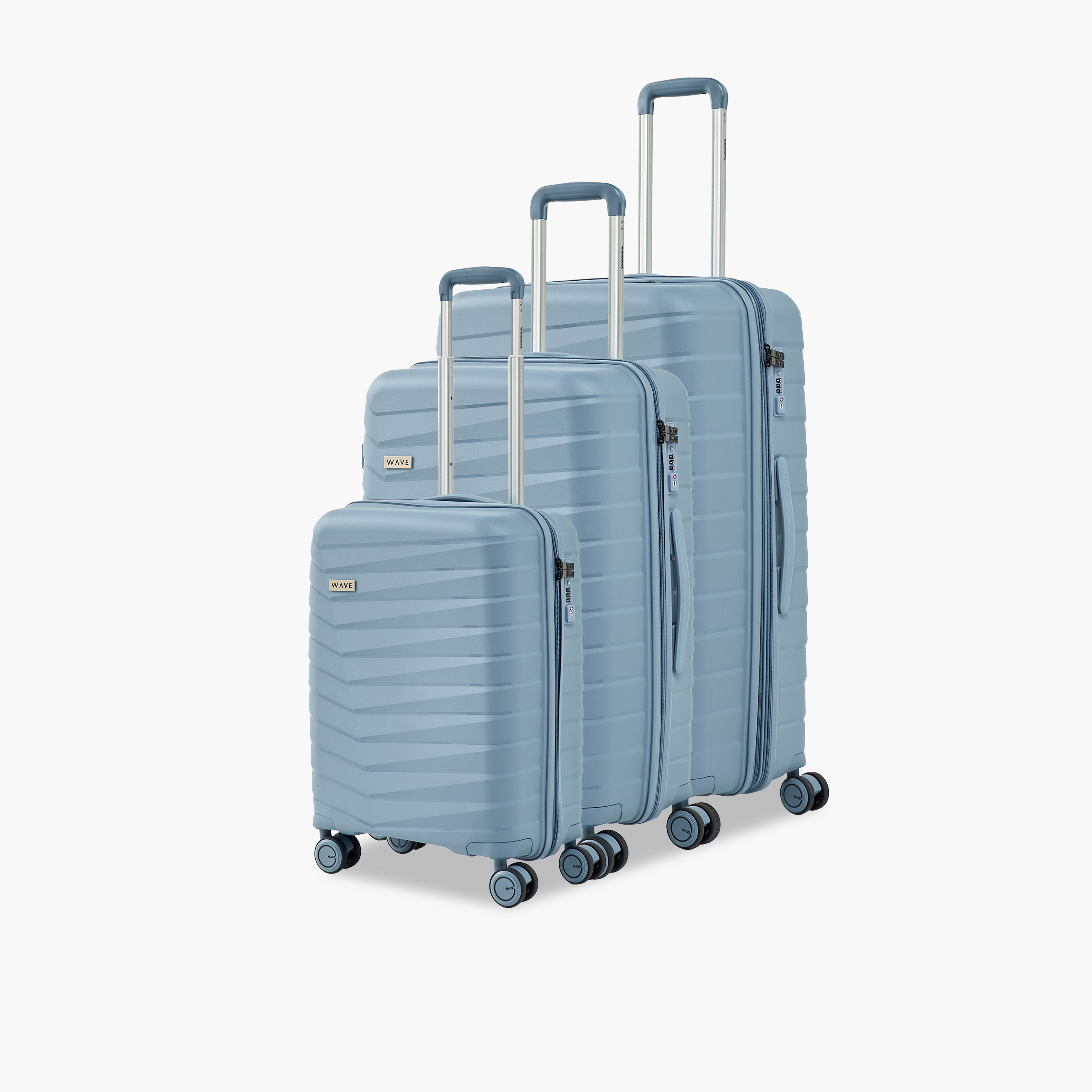 WAVE Textured Hardcase Trolley Bag with Retractable Handle - Set of 3-travel-luggagesandbags-luggage-image-1