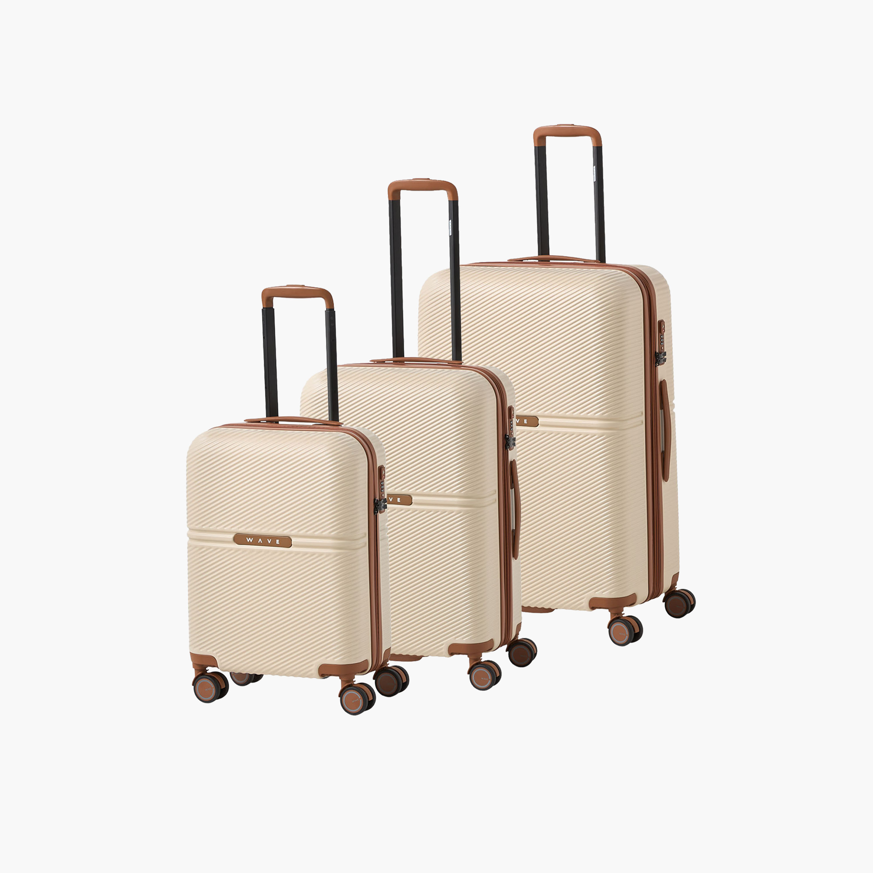 WAVE 3-Piece Textured Hardcase Luggage Trolley with Retractable Handle Set-travel-luggagesandbags-luggage-image-1