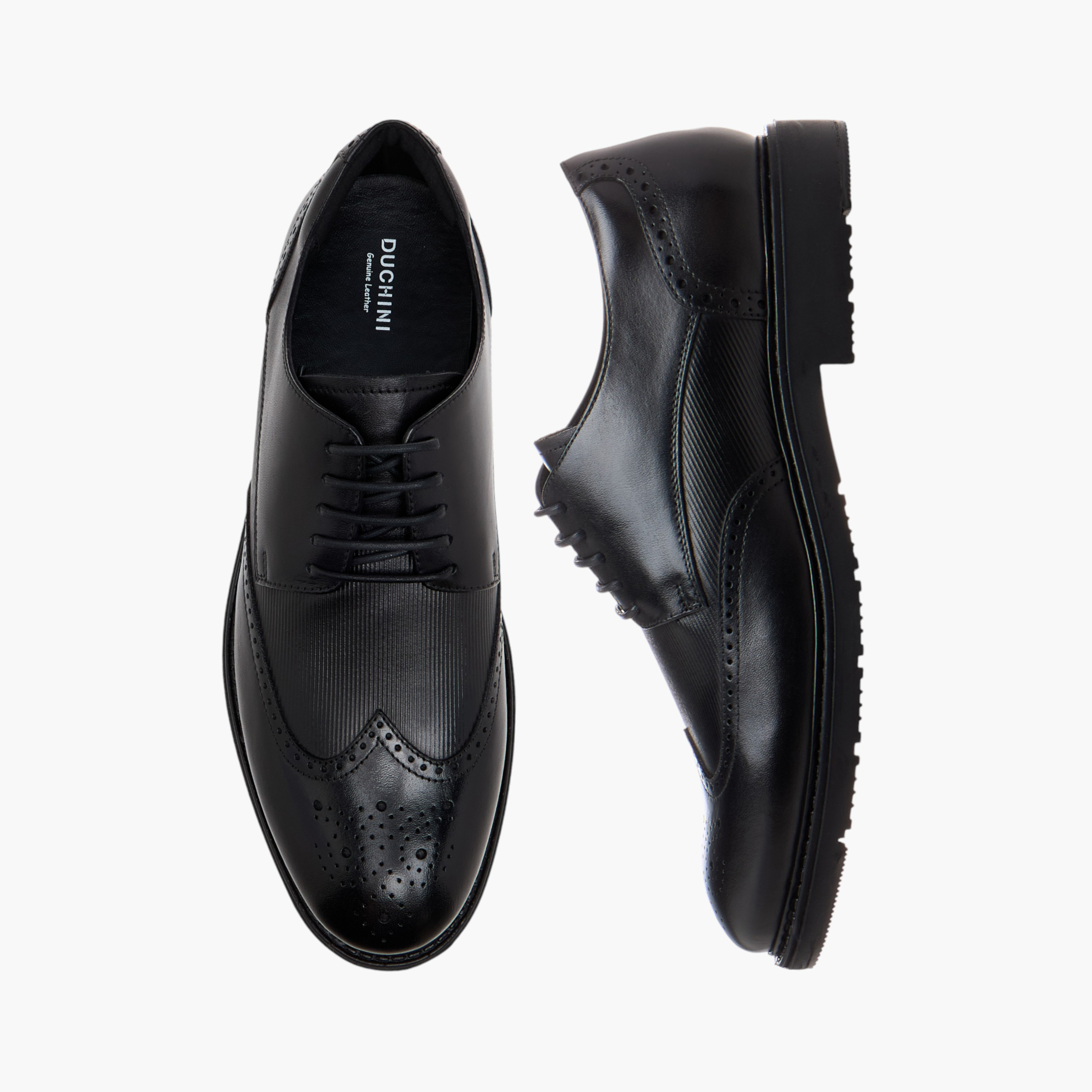 Duchini Men's Leather Textured Lace-Up Derby Shoes-men-shoes-formalshoes-image-1