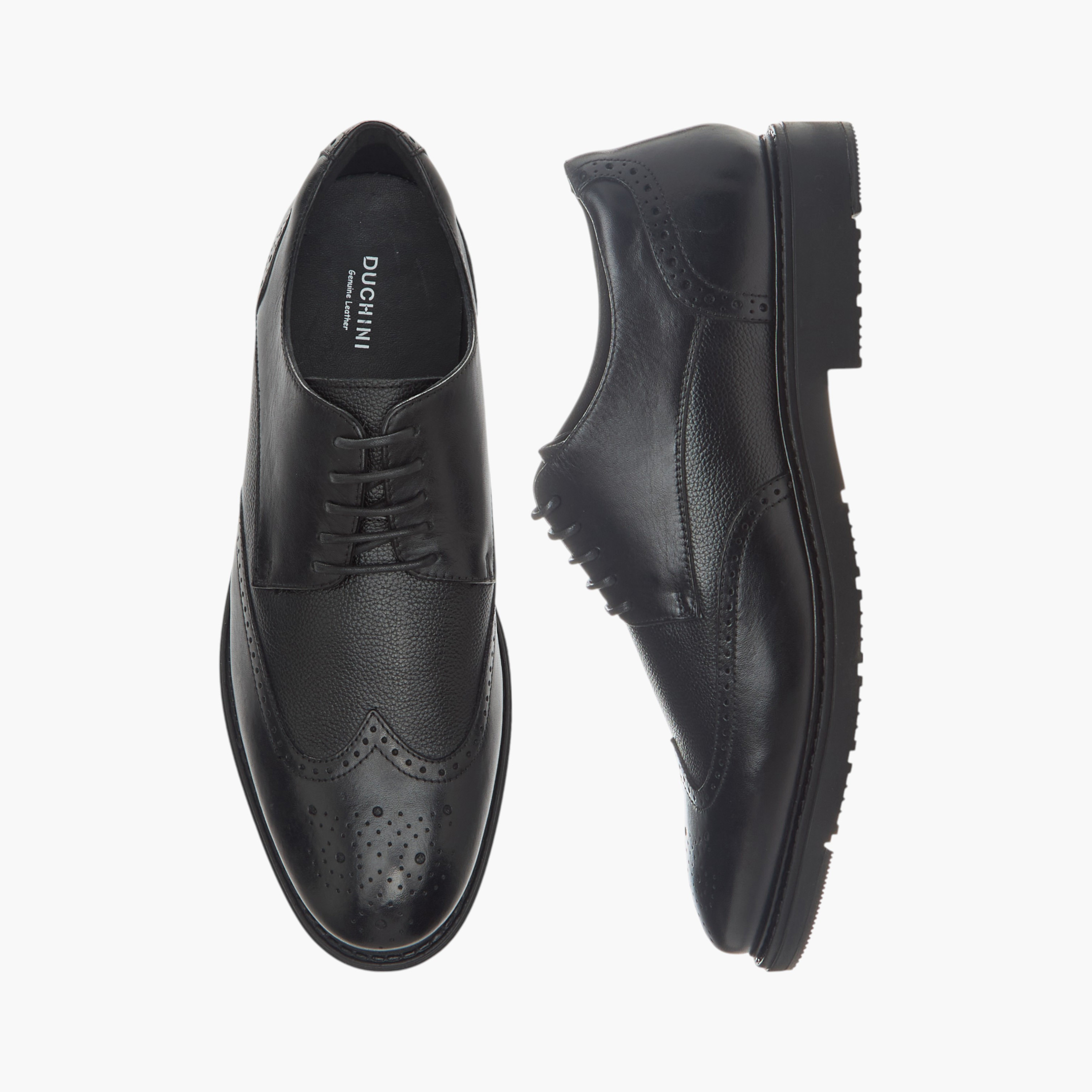 Duchini Men's Leather Textured Derby Shoes with Lace-Up Closure-men-shoes-formalshoes-image-1