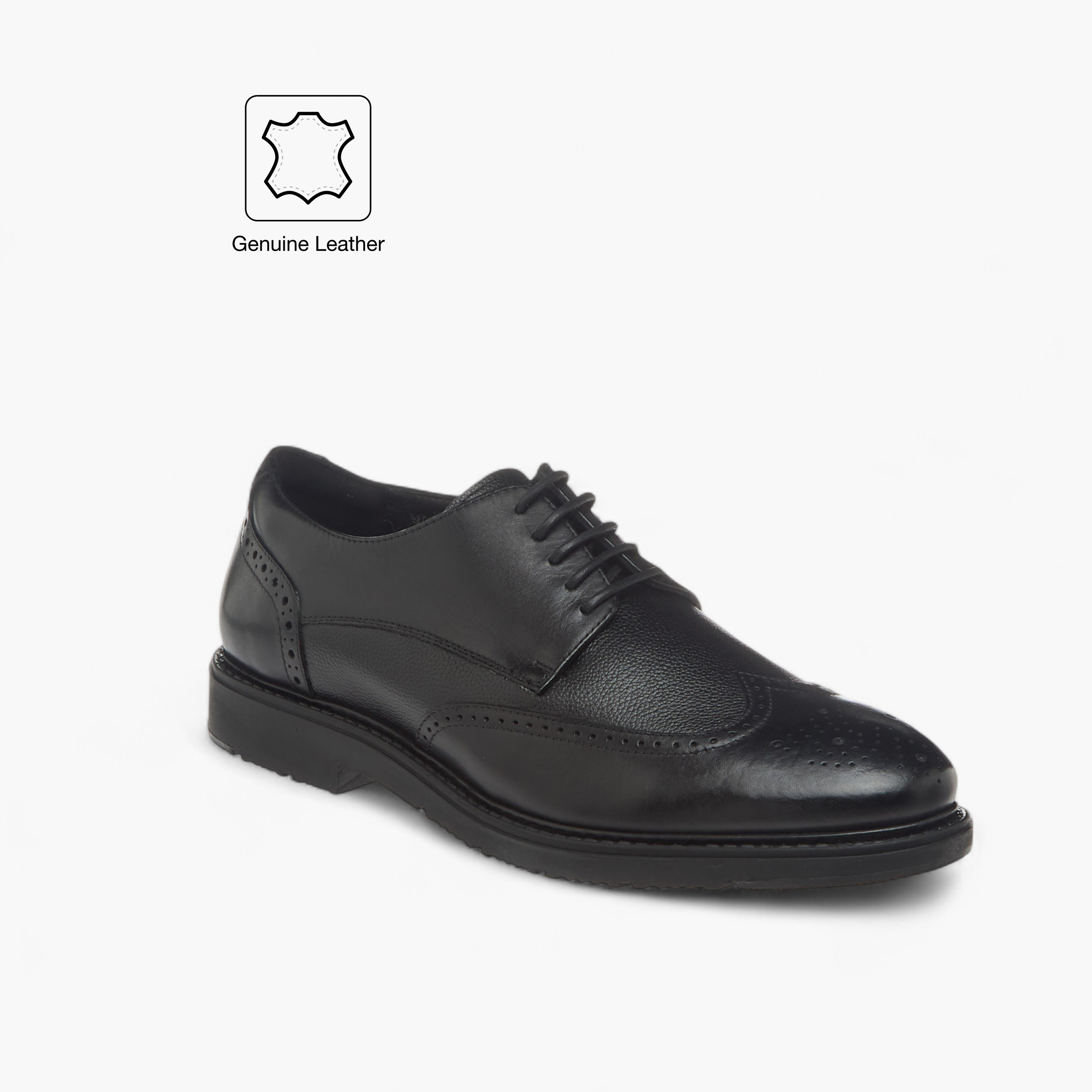 Duchini Men's Leather Textured Derby Shoes with Lace-Up Closure-men-shoes-formalshoes-image-2