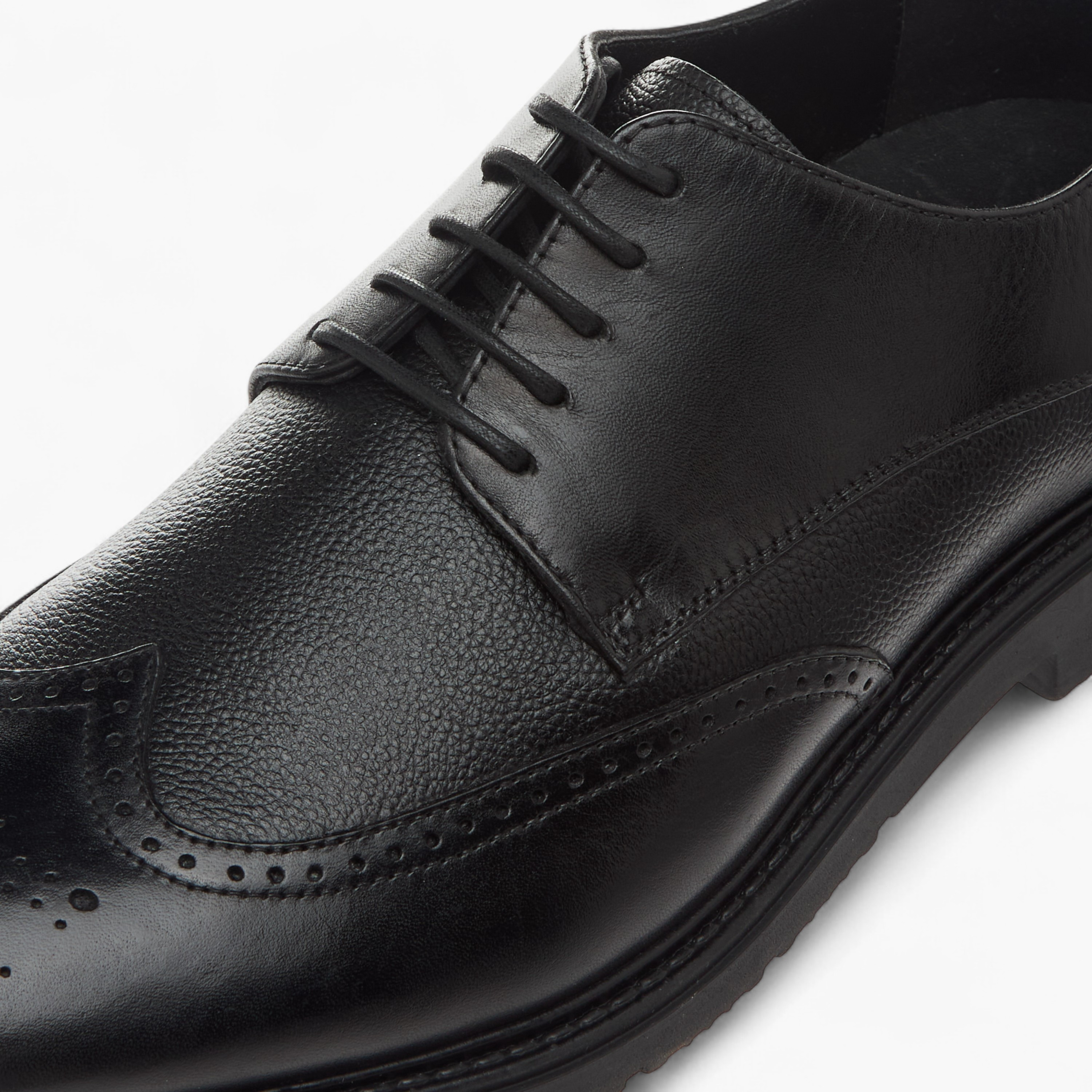 Duchini Men's Leather Textured Derby Shoes with Lace-Up Closure-men-shoes-formalshoes-image-4