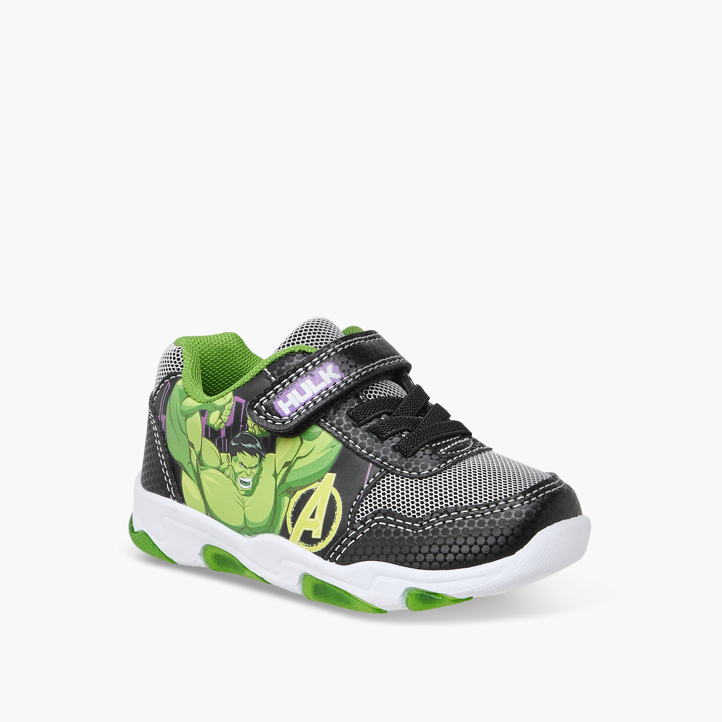 Hulk Print Light-Up Sneakers with Hook and Loop Closure-boys-shoes-sneakers-image-2