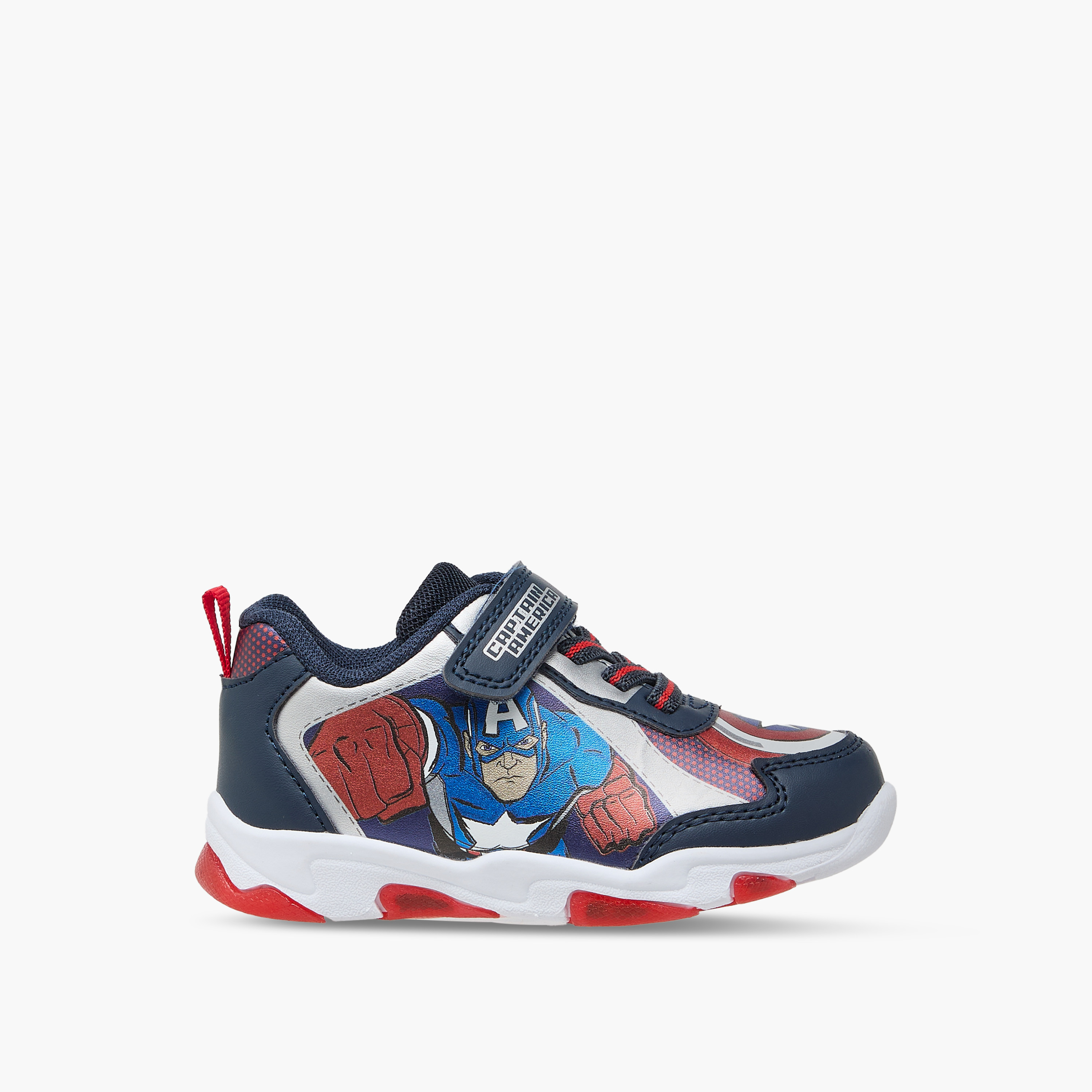 Captain America Print Light-Up Sneakers with Hook and Loop Closure-boys-shoes-sneakers-image-3