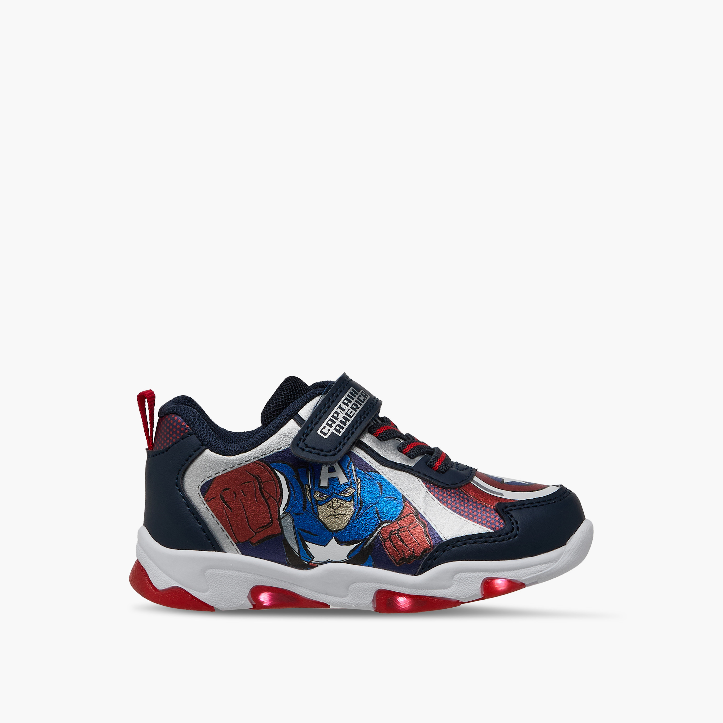 Captain America Print Light-Up Sneakers with Hook and Loop Closure-boys-shoes-sneakers-image-4