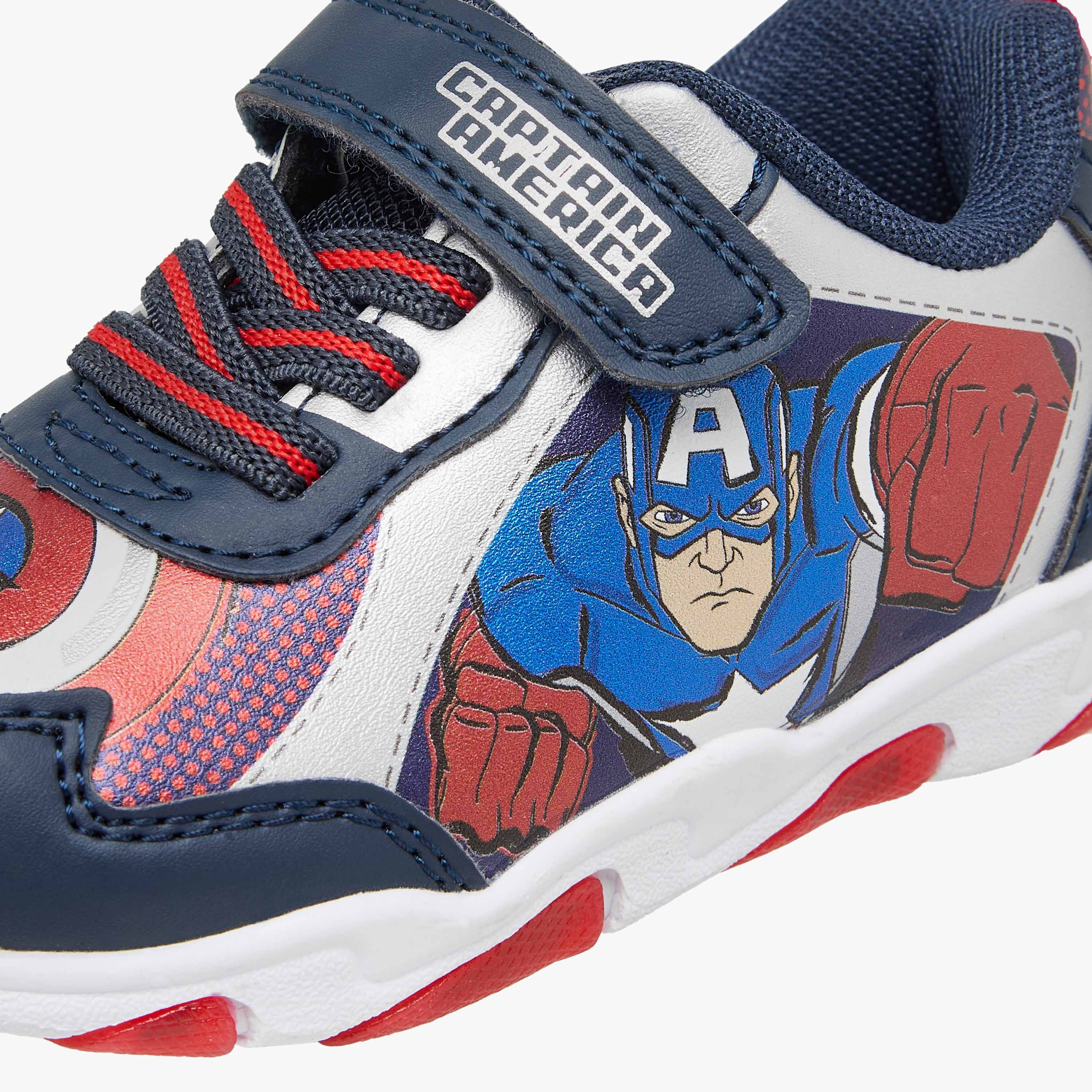 Captain America Print Light-Up Sneakers with Hook and Loop Closure-boys-shoes-sneakers-image-5