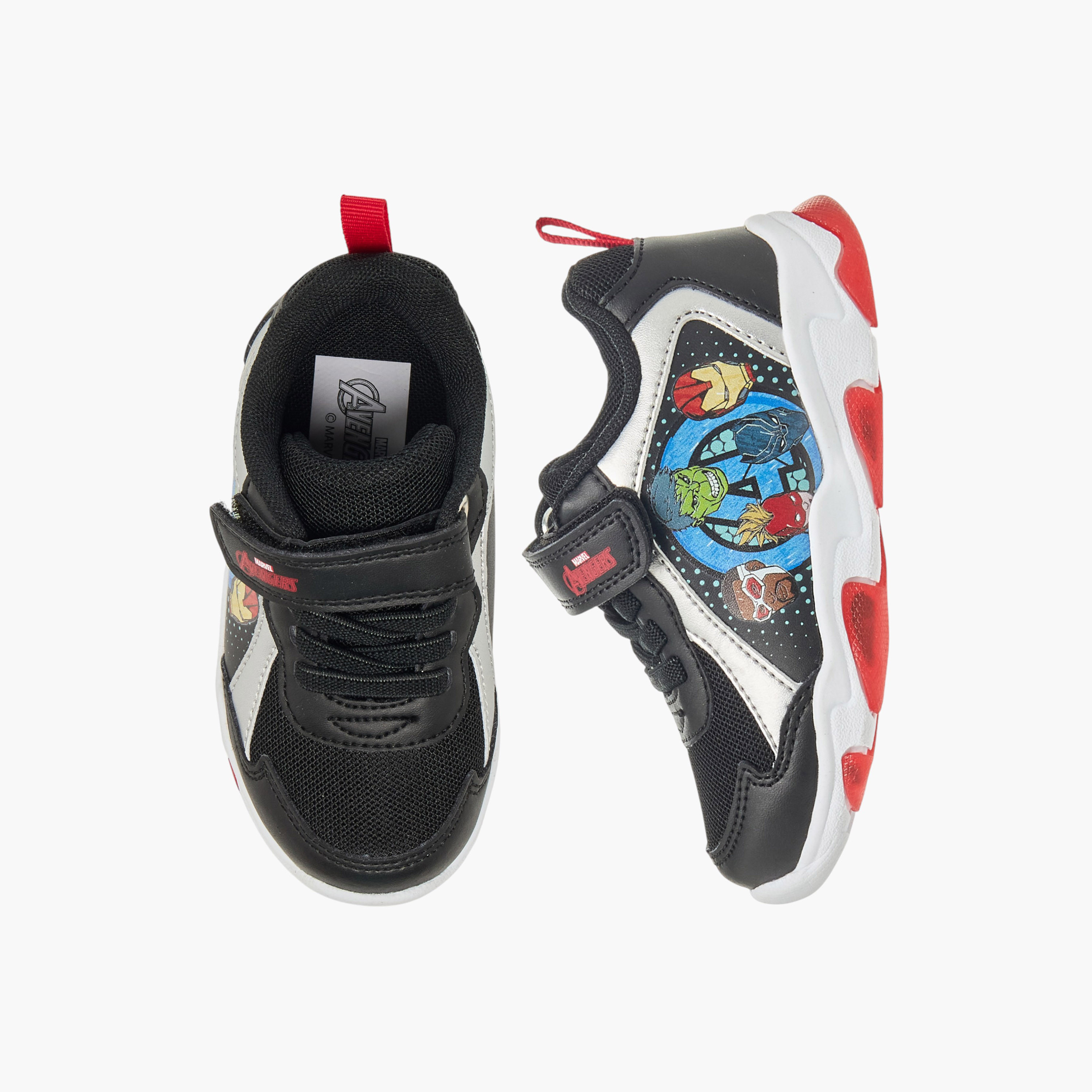 Marvel Boys Avengers Print Hook and Loop Light-Up Sneakers-boys-shoes-sneakers-image-1