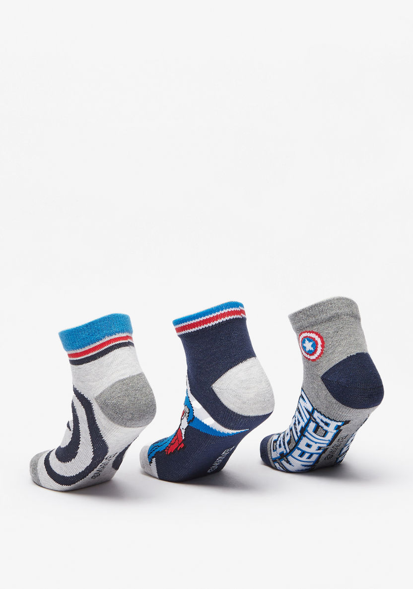 Captain America Print Ankle Length Socks - Set of 3-Boy%27s Socks-image-2
