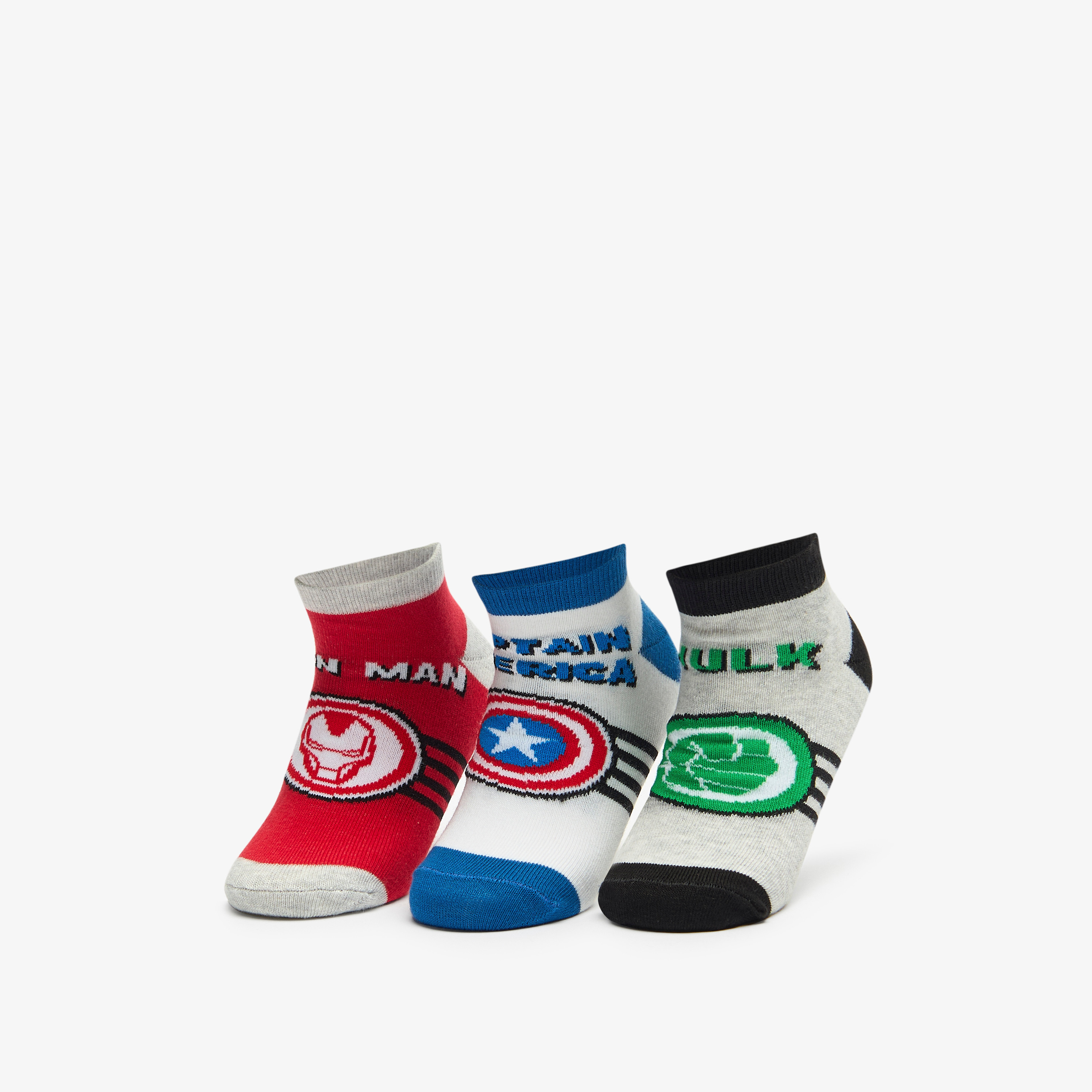 Marvel Avengers Print Ankle Length Socks - Set of 3-boys-accessories-socks-image-1