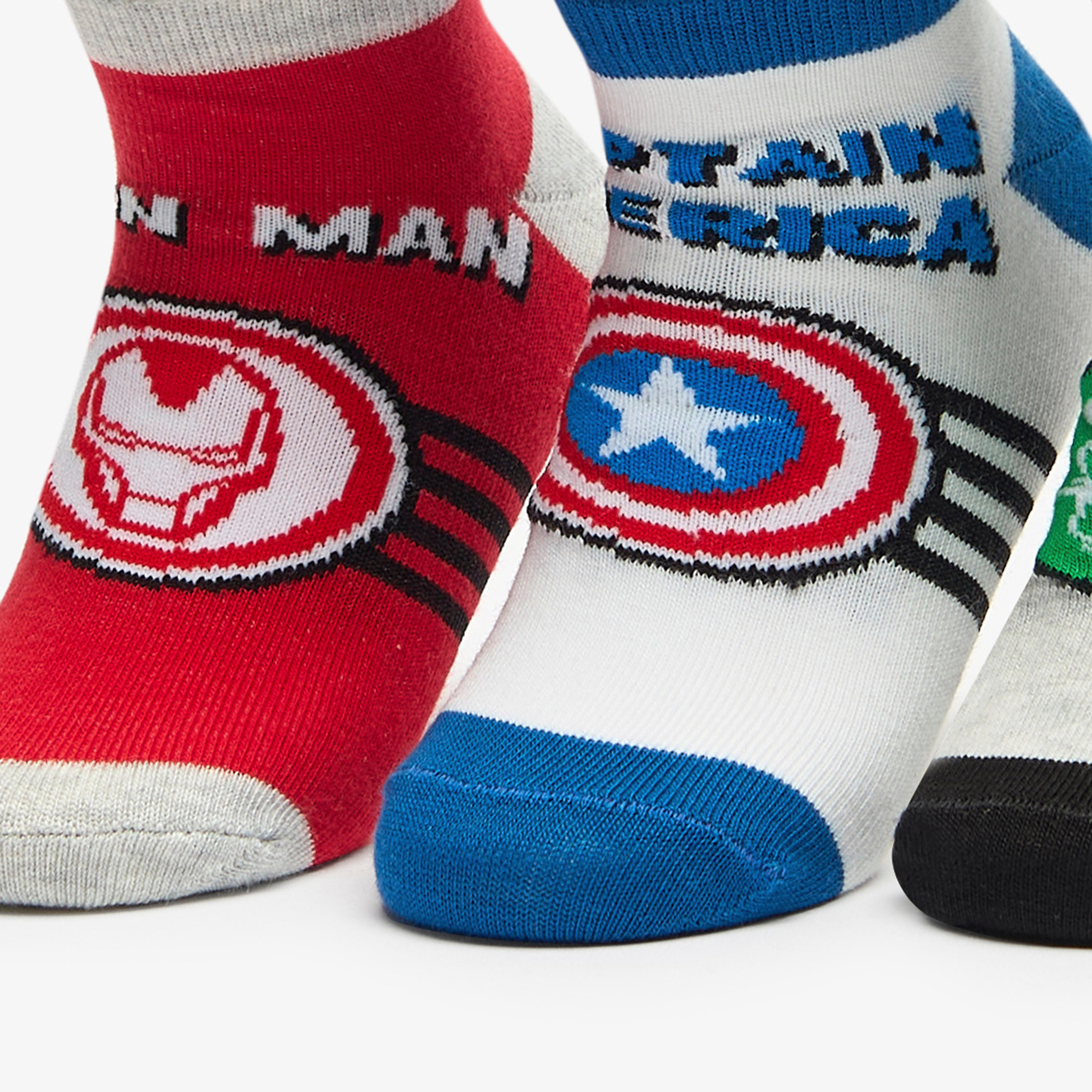 Marvel Avengers Print Ankle Length Socks - Set of 3-boys-accessories-socks-image-2