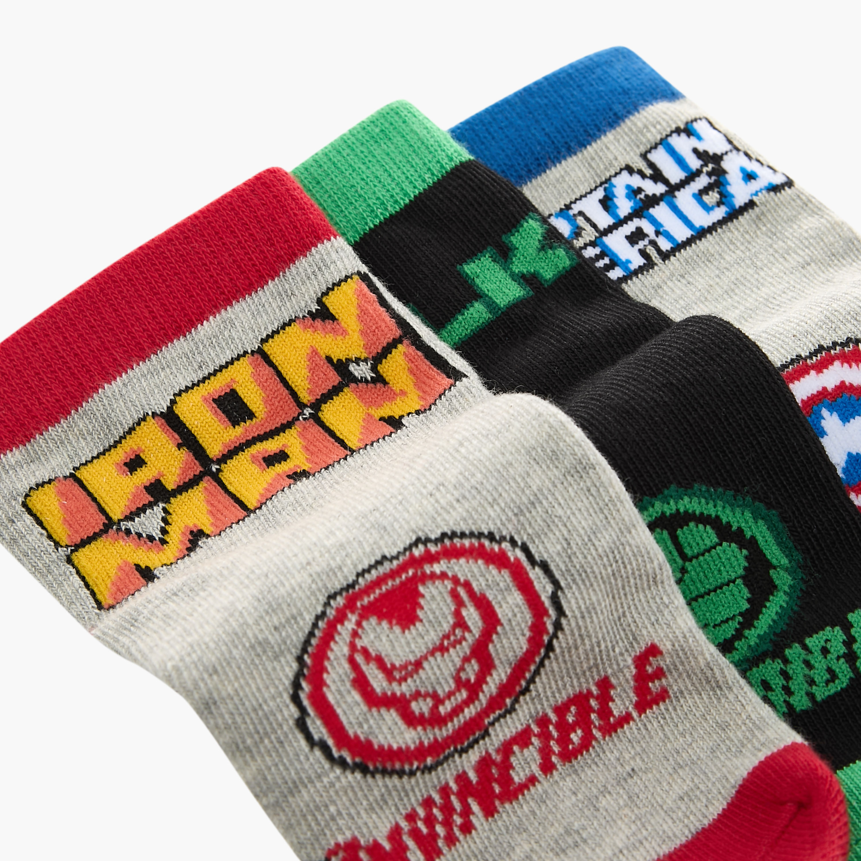 Avengers Detail Ankle Length Socks - Set of 3-boys-accessories-socks-image-4