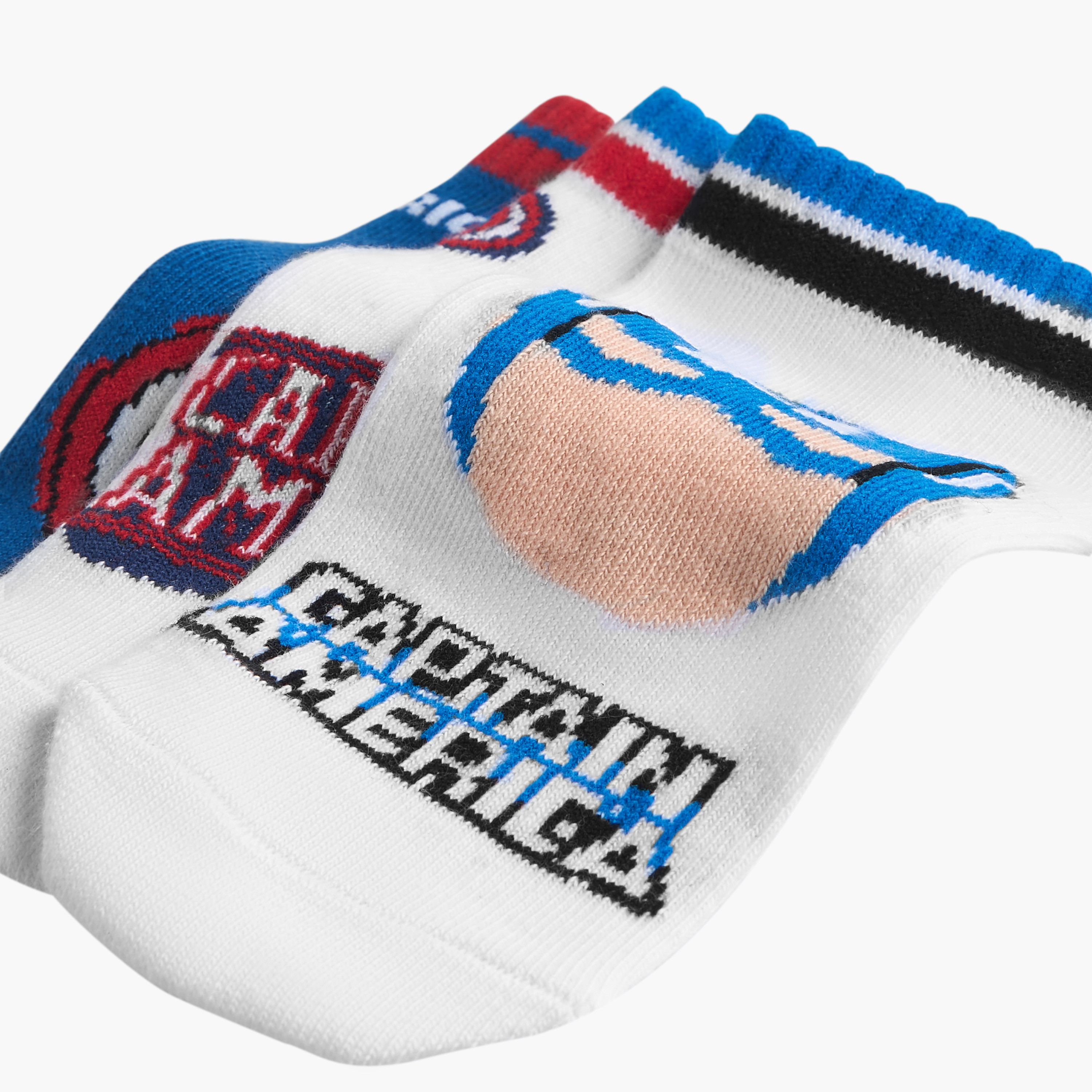 Captain American Print Non-Terry Ankle Length Socks - Set of 3-boys-accessories-socks-image-3