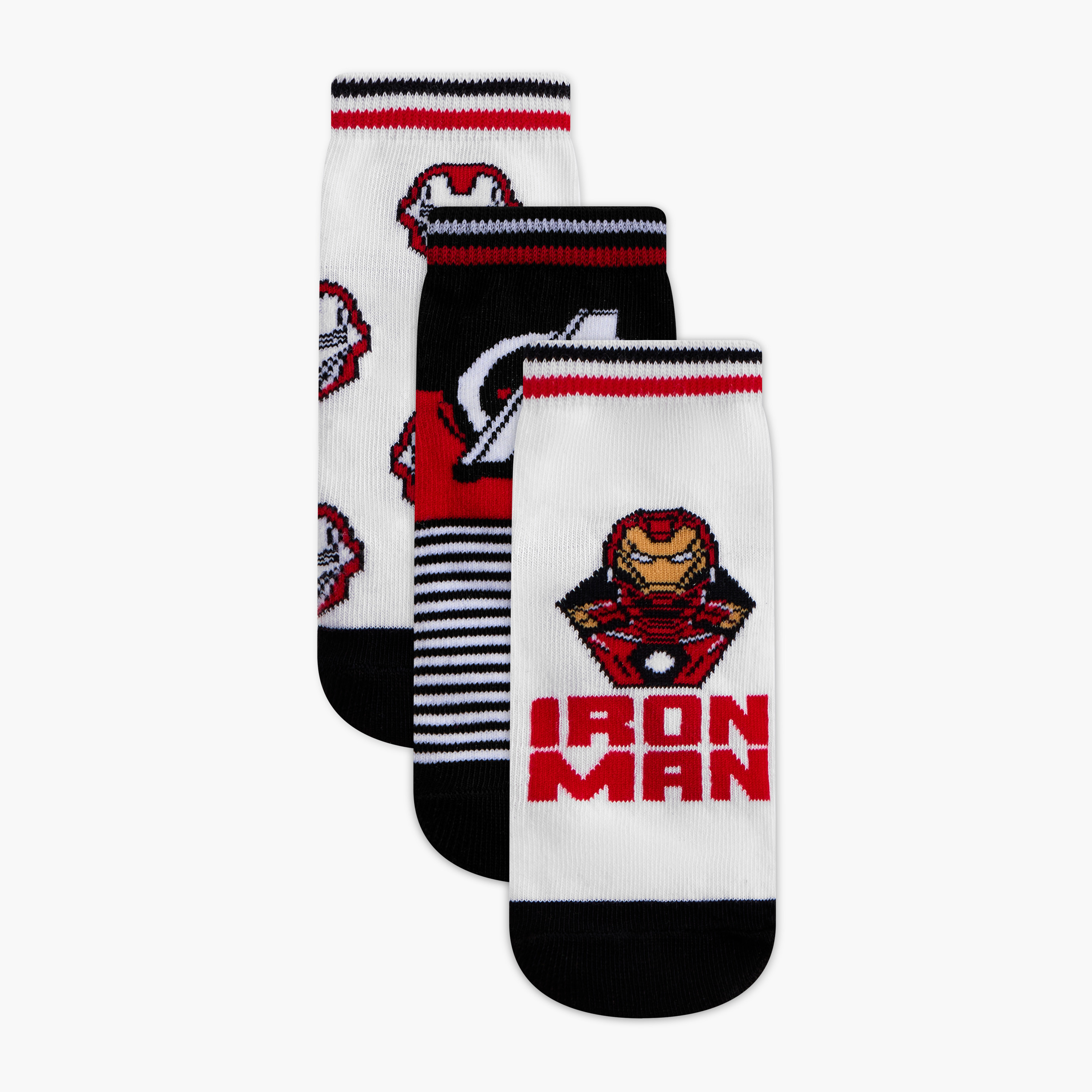 Marvel Printed Non Terry Ankle Length Socks - Set of 3-boys-accessories-socks-image-1