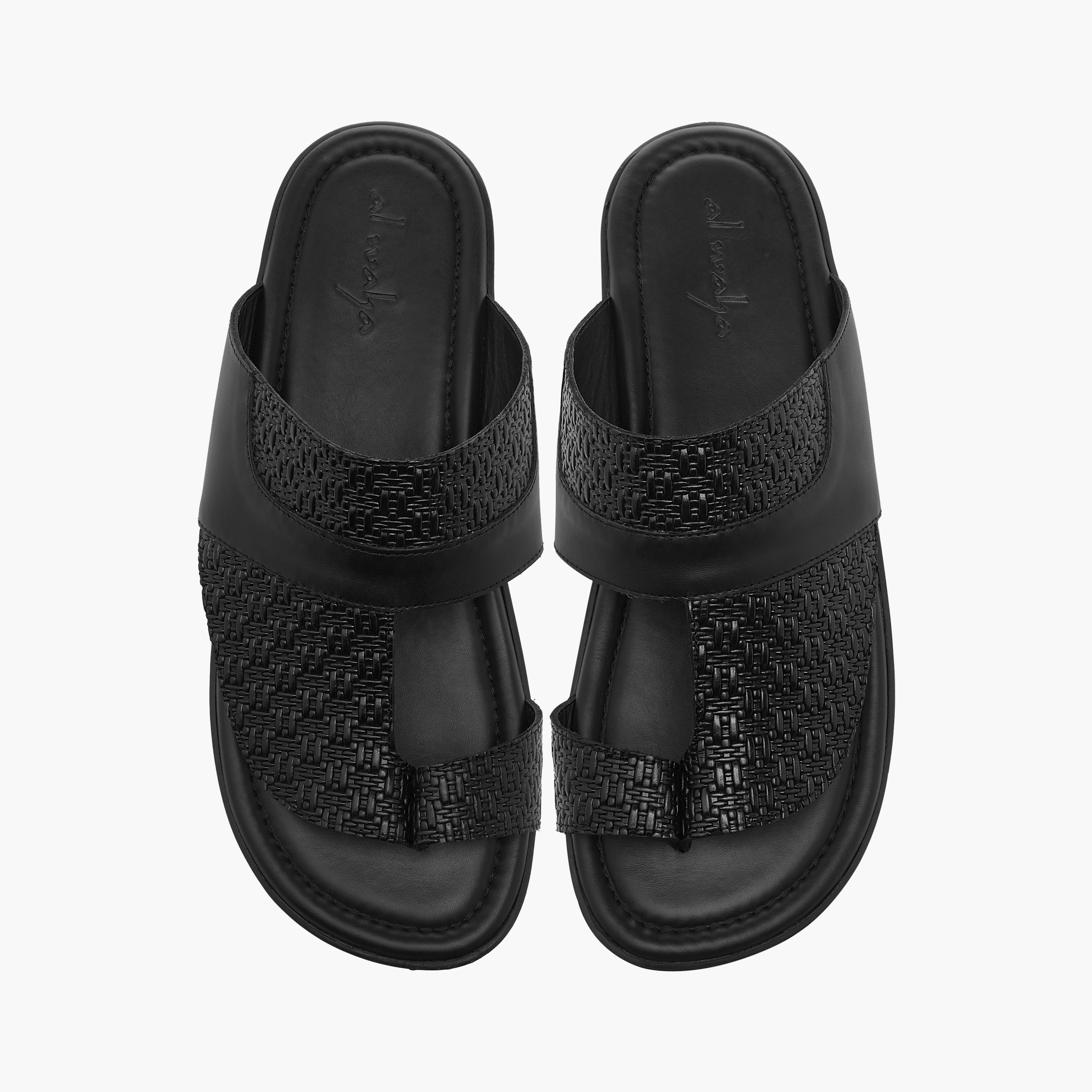 Al Waha Textured Slip-On Arabic Sandals with Toe Loop Detail-men-shoes-sandals-image-1