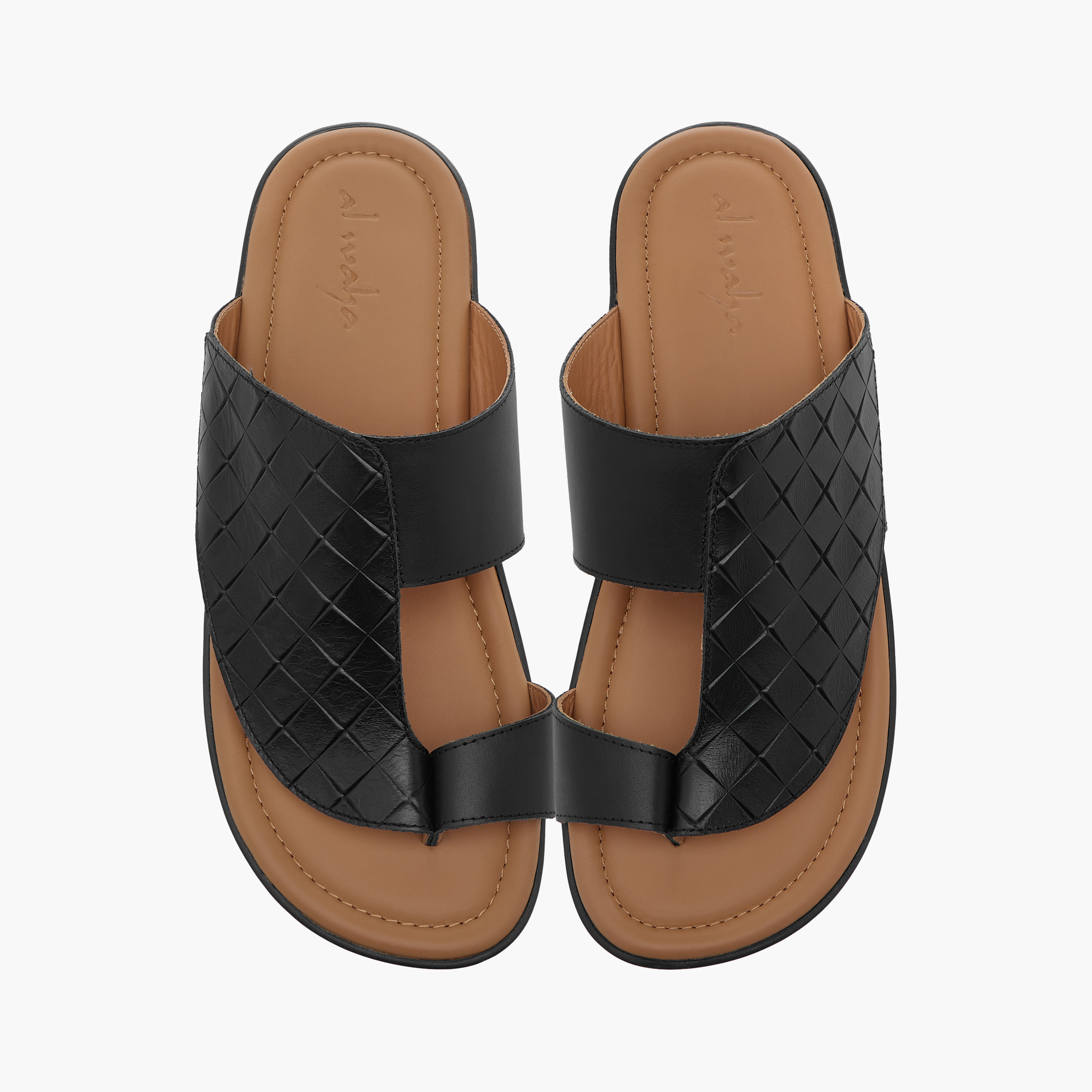 Al Waha Textured Slip-On Arabic Sandals with Toe Loop Detail-men-shoes-sandals-image-1