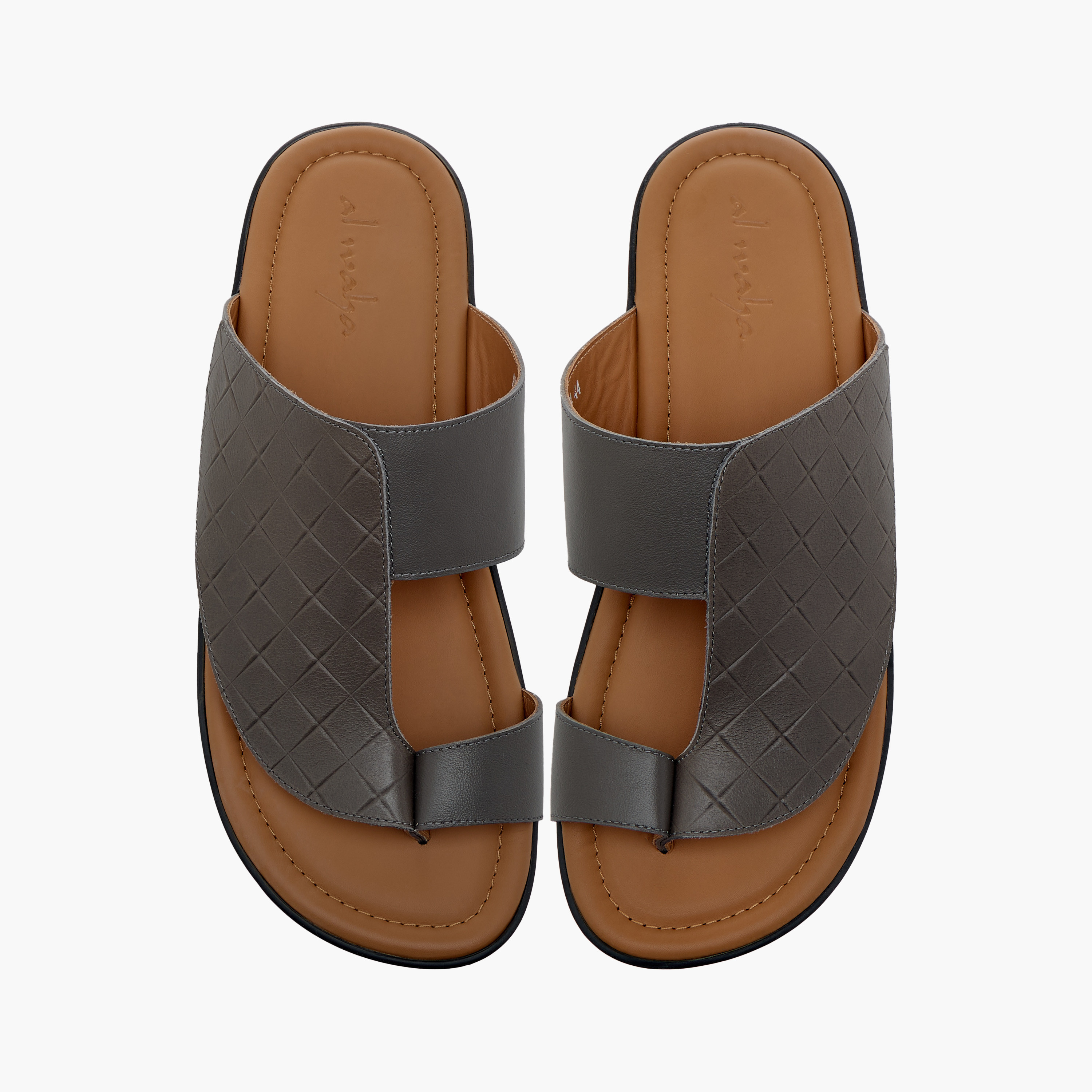 Al Waha Textured Slip-On Arabic Sandals with Toe Loop Detail-men-shoes-sandals-image-1