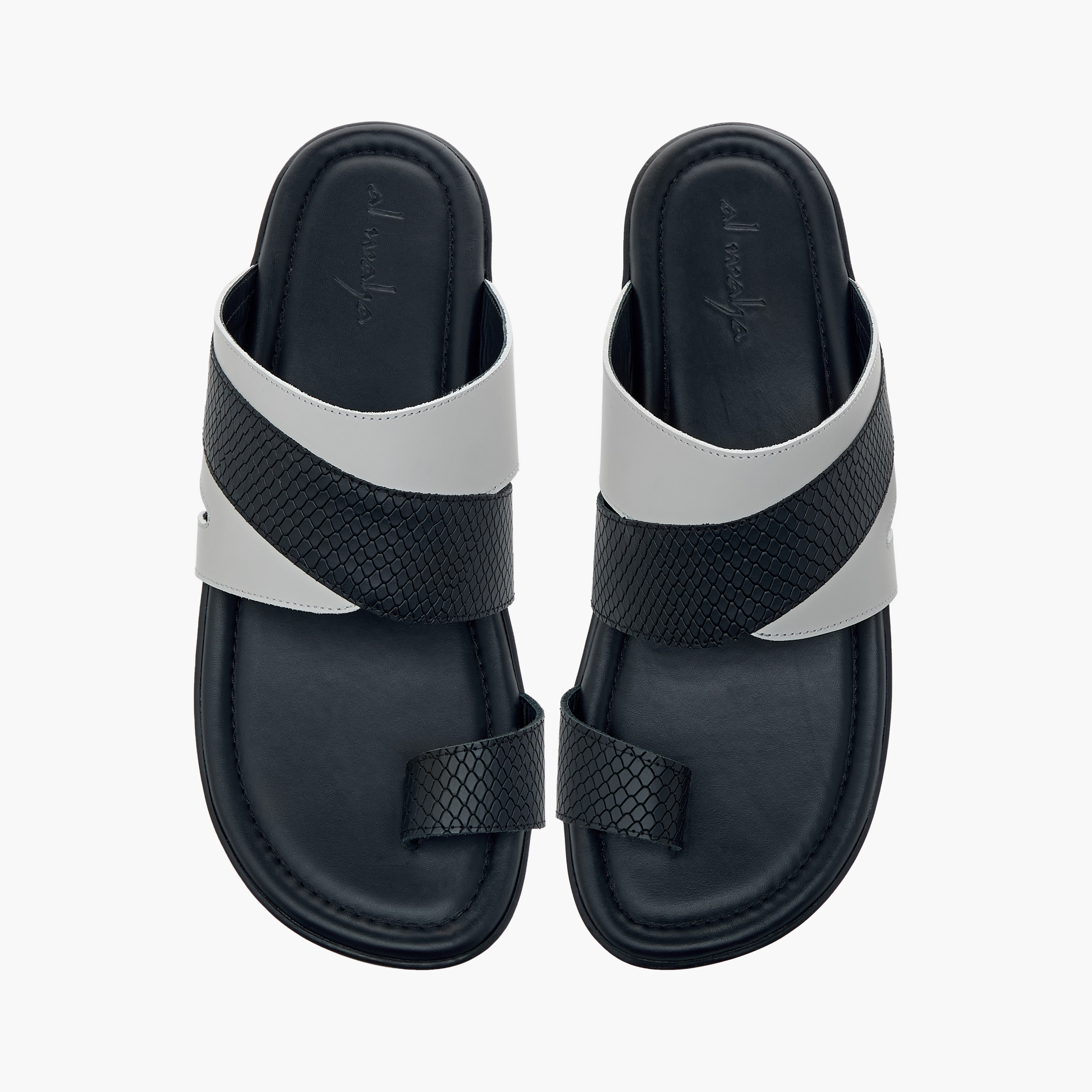 Al Waha Textured Slip-On Arabic Sandals with Toe Loop-men-shoes-sandals-image-1