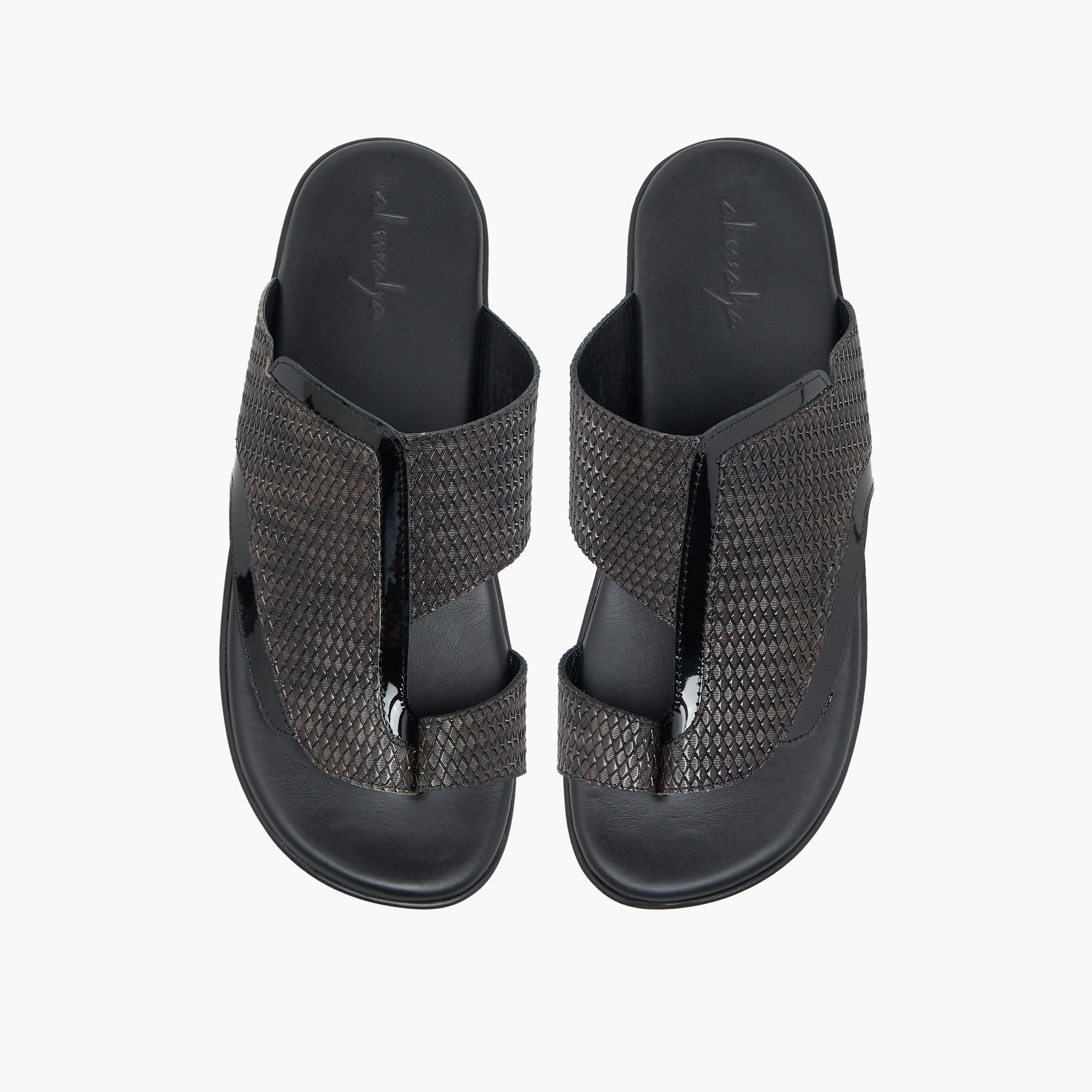 Al Waha Men Textured Leather Arabic Sandals-men-shoes-sandals-image-1