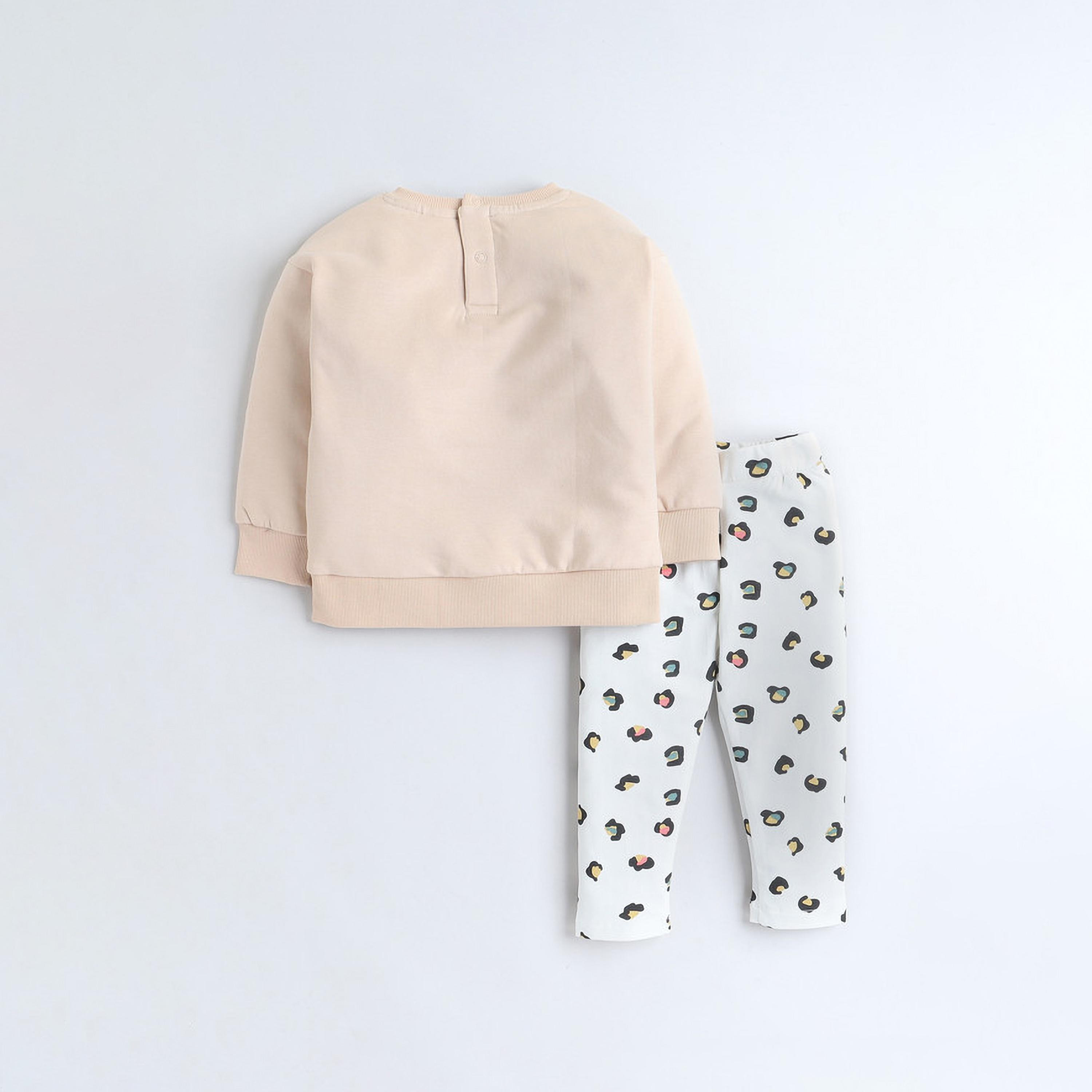 سويت شيرت مطرز بأكمام طويلة قطعتين من مع بنطال ضيق من فيكتور اند جين-girls-clothing-winterwear-setsandcoords-image-2