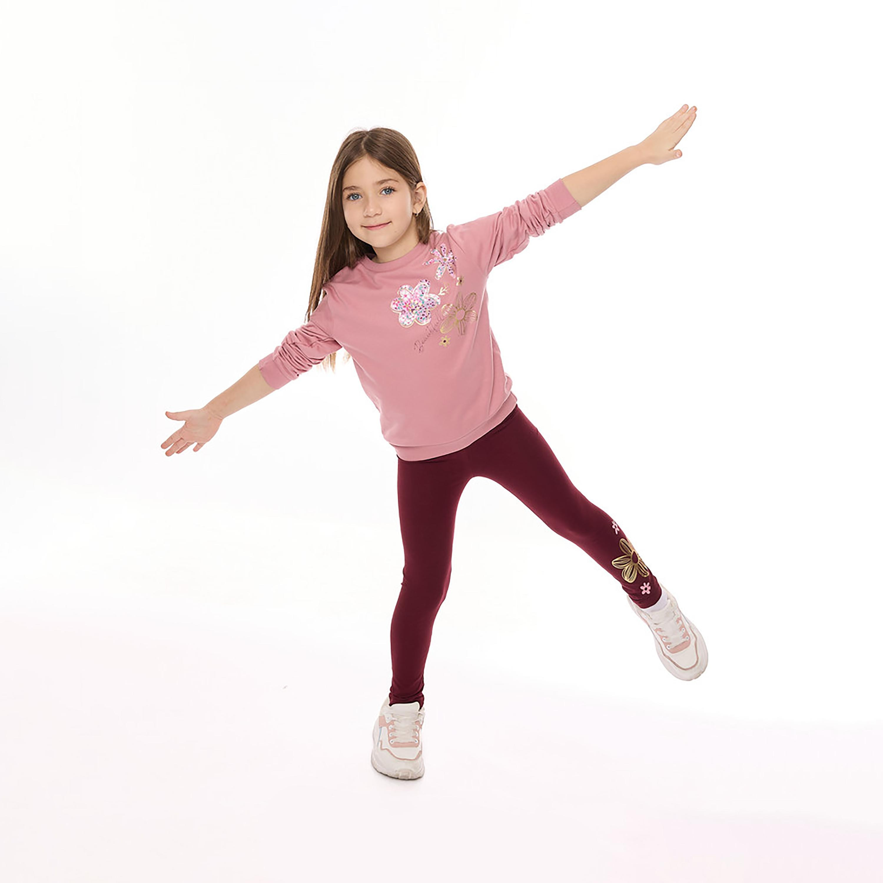 سويت شيرت بأكمام طويلة وطبعة زهور قطعتين مع بنطال ضيق من فيكتور اند جين-girls-clothing-winterwear-setsandcoords-image-1
