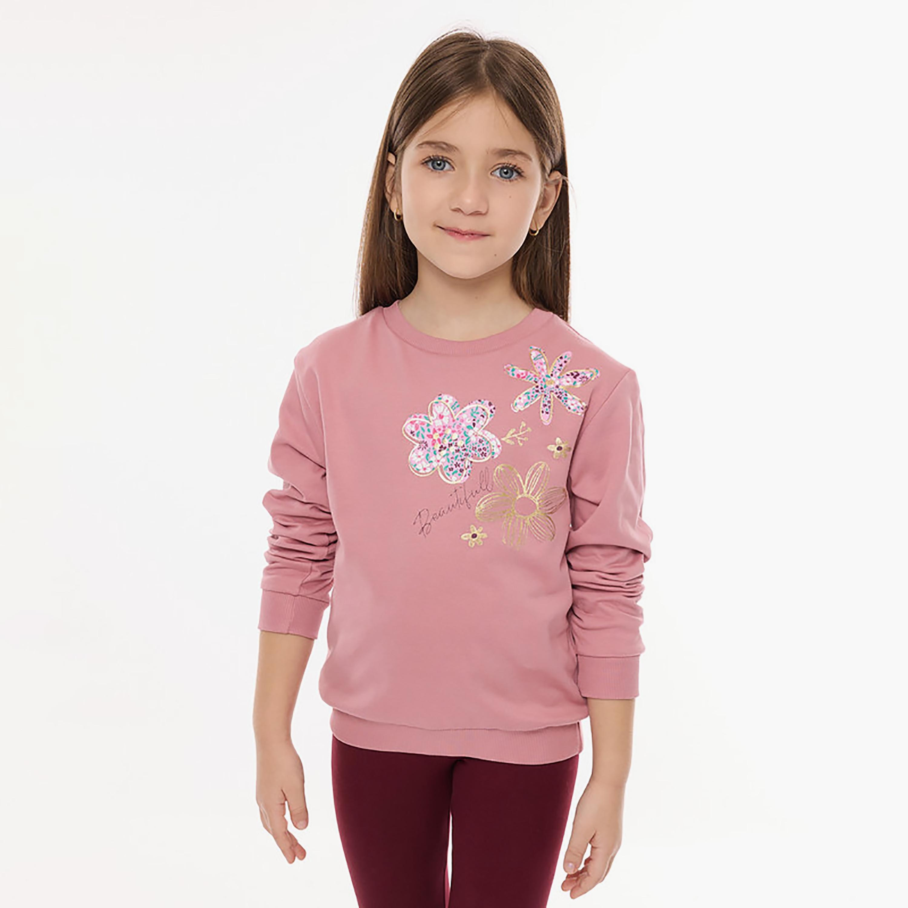 سويت شيرت بأكمام طويلة وطبعة زهور قطعتين مع بنطال ضيق من فيكتور اند جين-girls-clothing-winterwear-setsandcoords-image-4