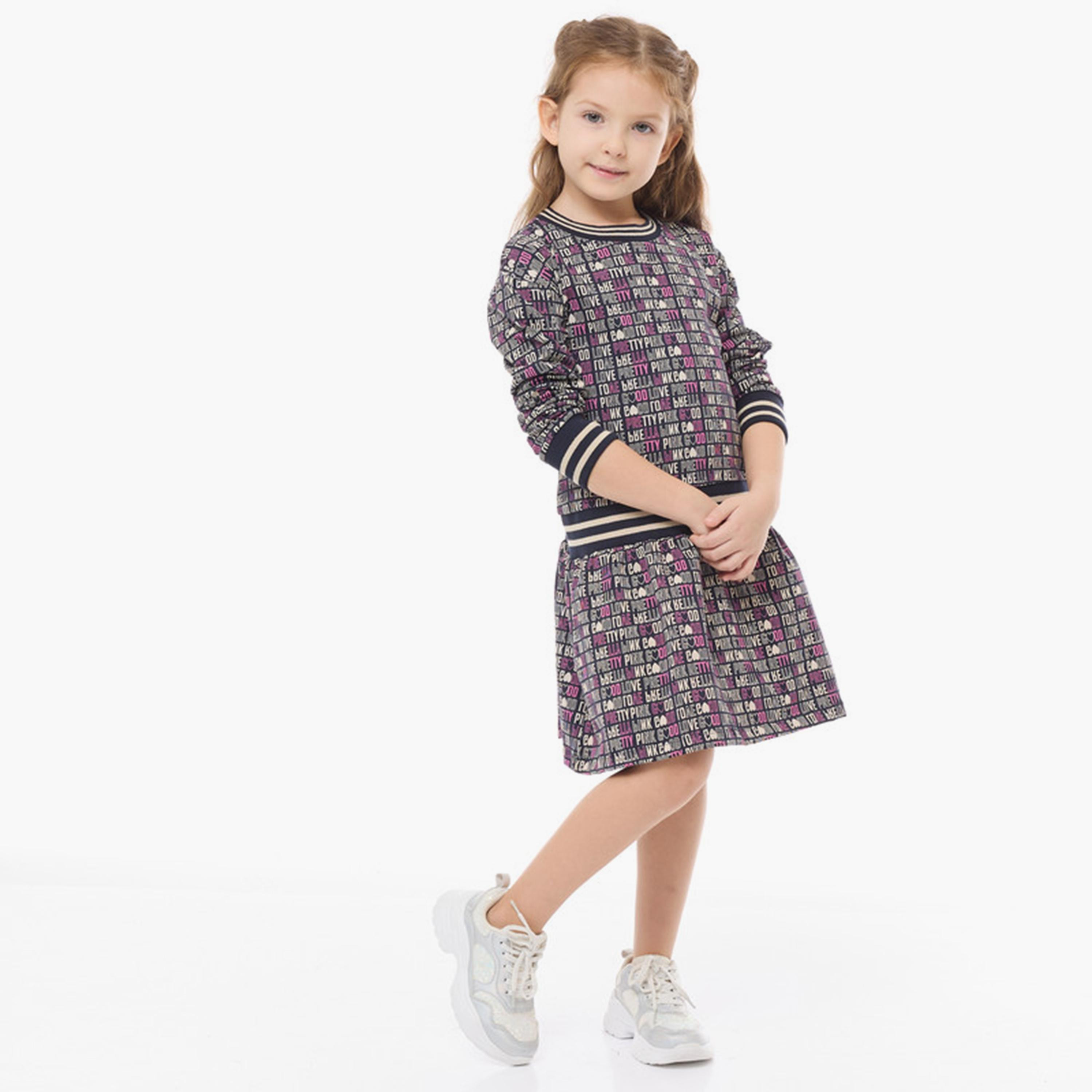 فستان مطبوع fأكمام طويلة من فيكتور اند جين-girls-clothing-dressesandjumpsuits-image-1