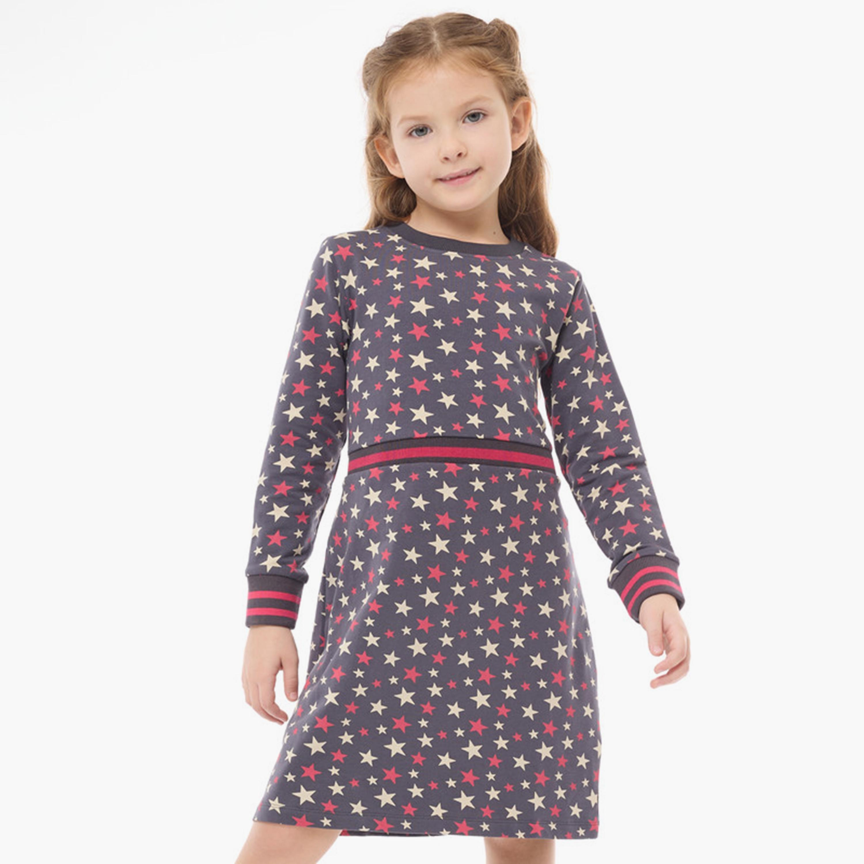 فستان مطبوع fأكمام طويلة من فيكتور اند جين-girls-clothing-dressesandjumpsuits-image-2