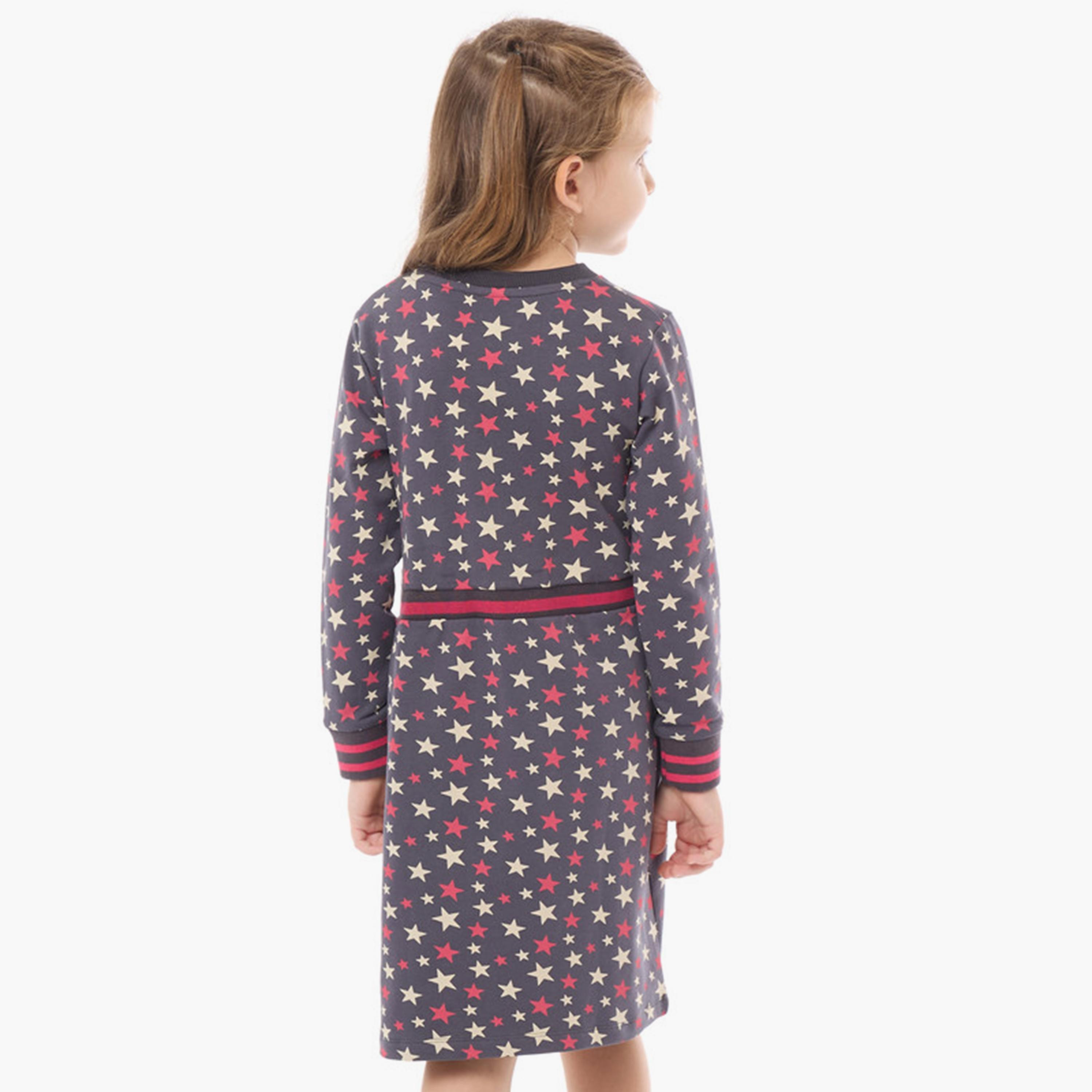 فستان مطبوع fأكمام طويلة من فيكتور اند جين-girls-clothing-dressesandjumpsuits-image-4