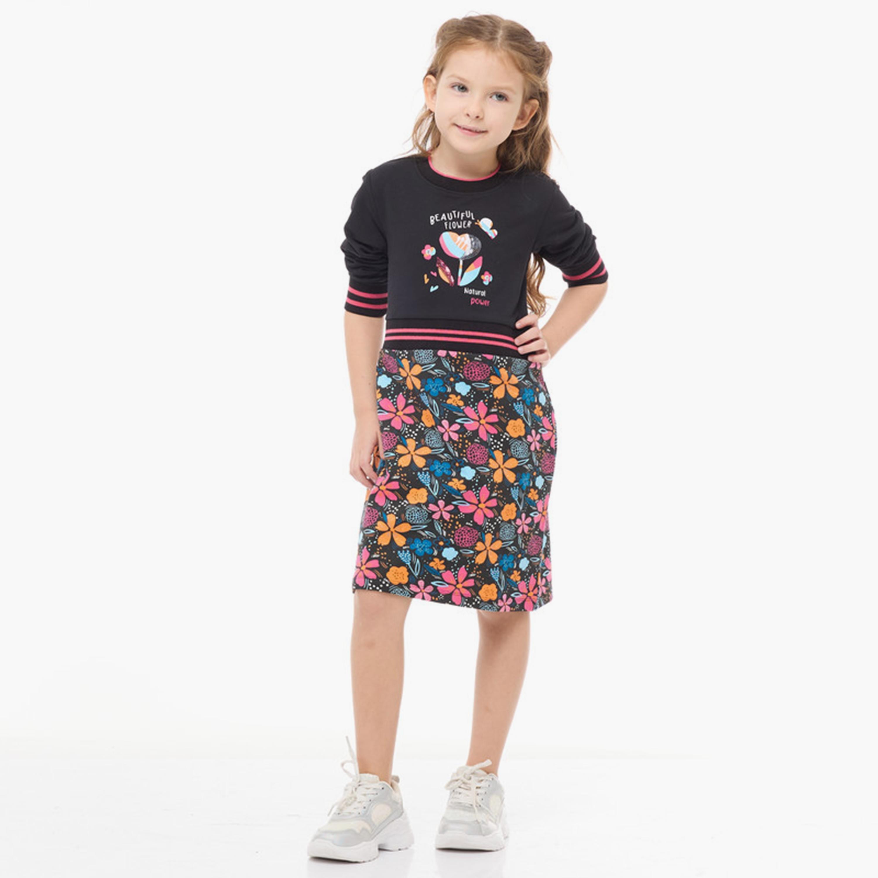 فستان مطبوع fأكمام طويلة من فيكتور اند جين-girls-clothing-dressesandjumpsuits-image-1