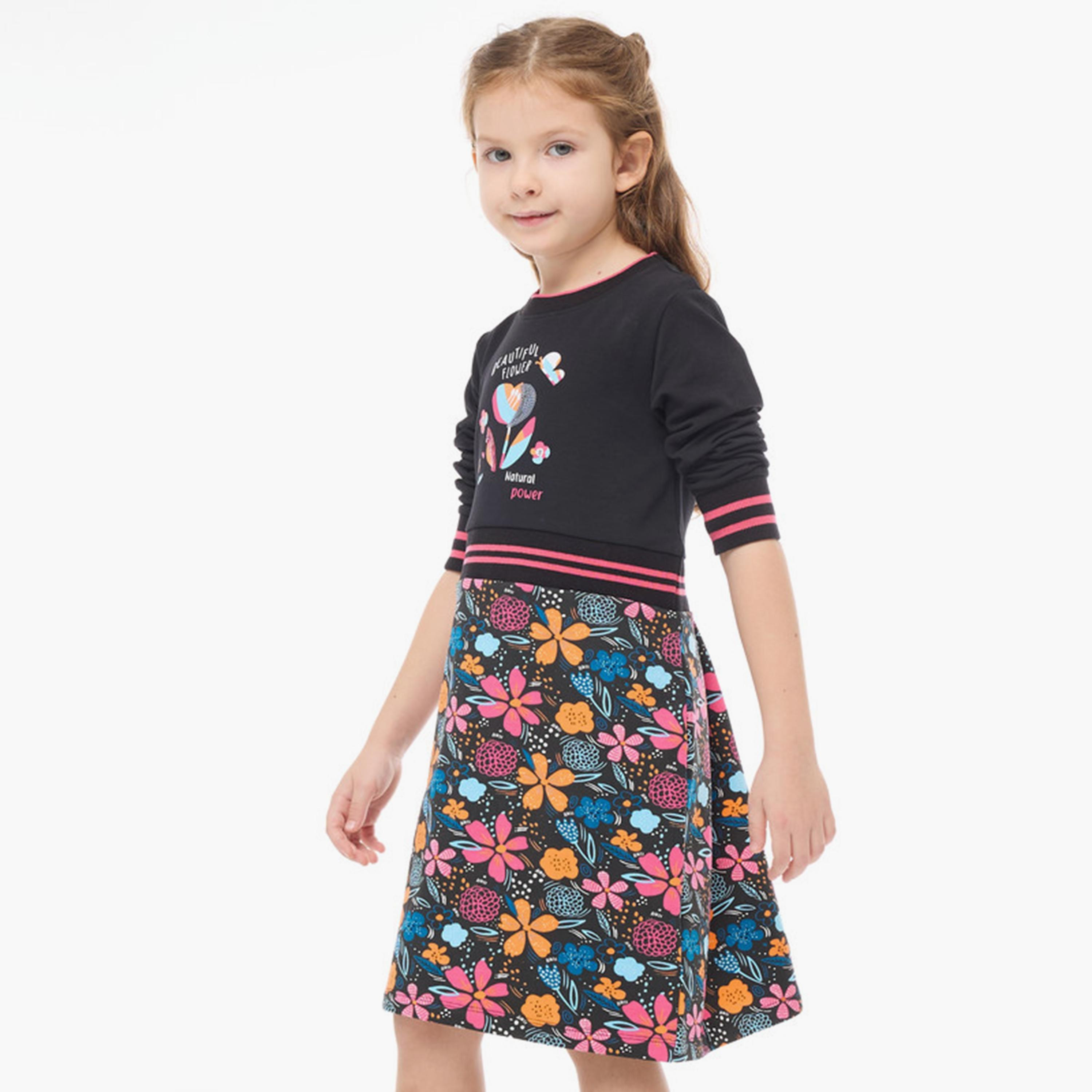 فستان مطبوع fأكمام طويلة من فيكتور اند جين-girls-clothing-dressesandjumpsuits-image-3