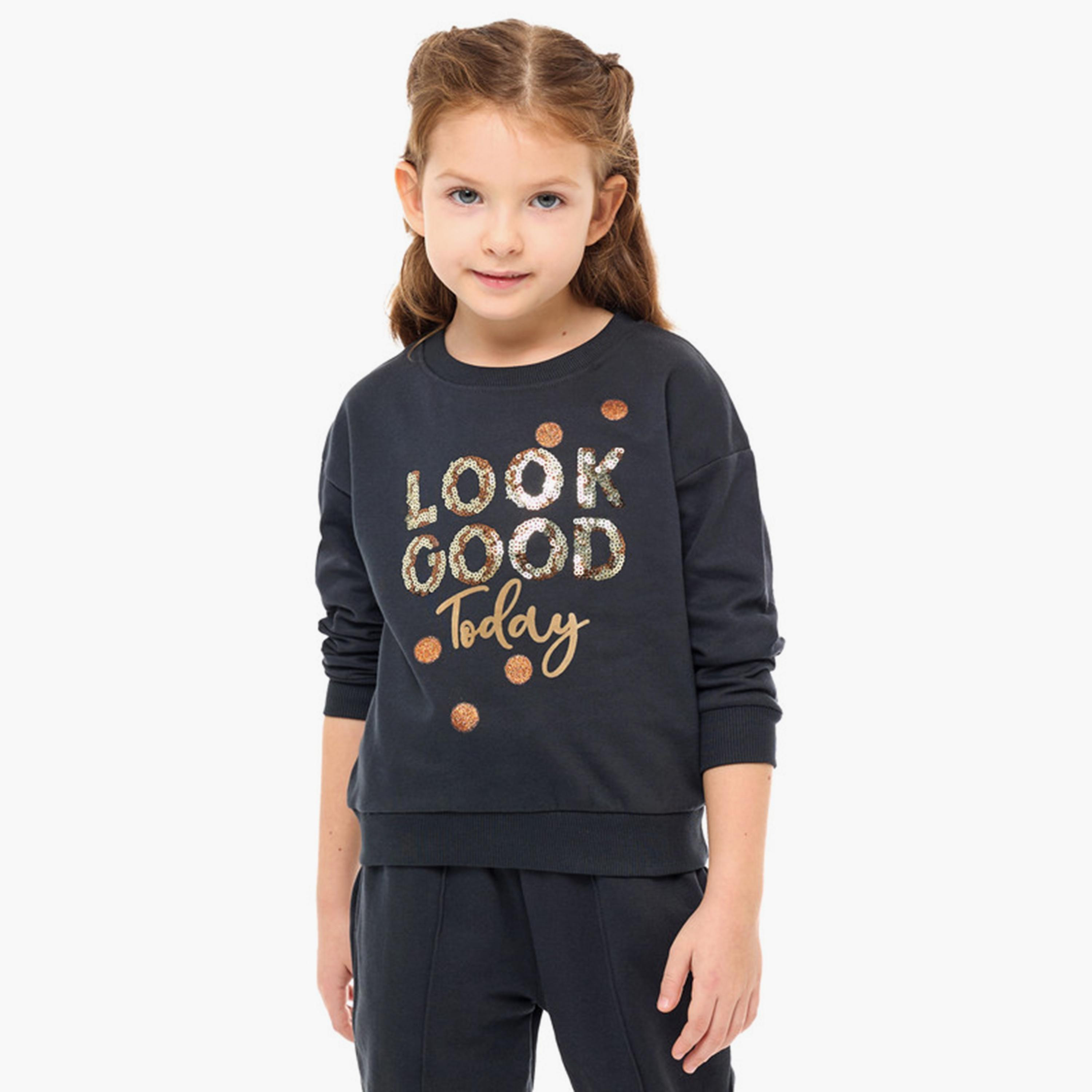 سويت شيرت مطبوع بأكمام طويلة من قطعتين مع بنطال ركض من فيكتور اند جين-cpbaby-clothing-girls-clothessets-image-4