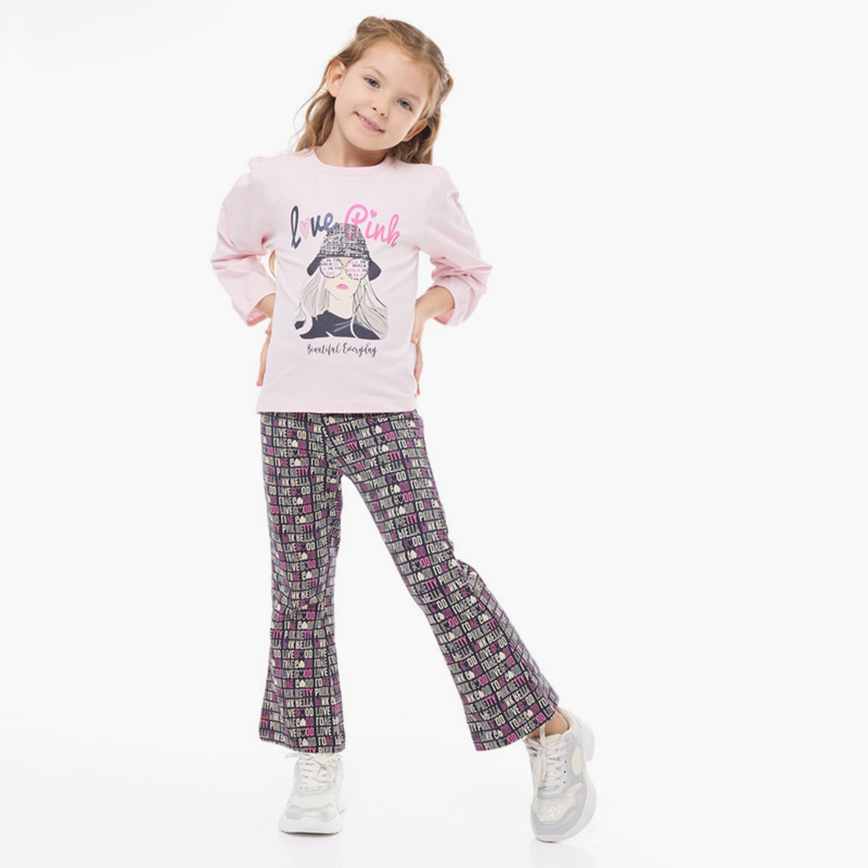 تي شيرت مطبوع بأكمام طويلة قطعتين مع بنطال ضيق من فيكتور اند جين-cpbaby-clothing-girls-clothessets-image-2