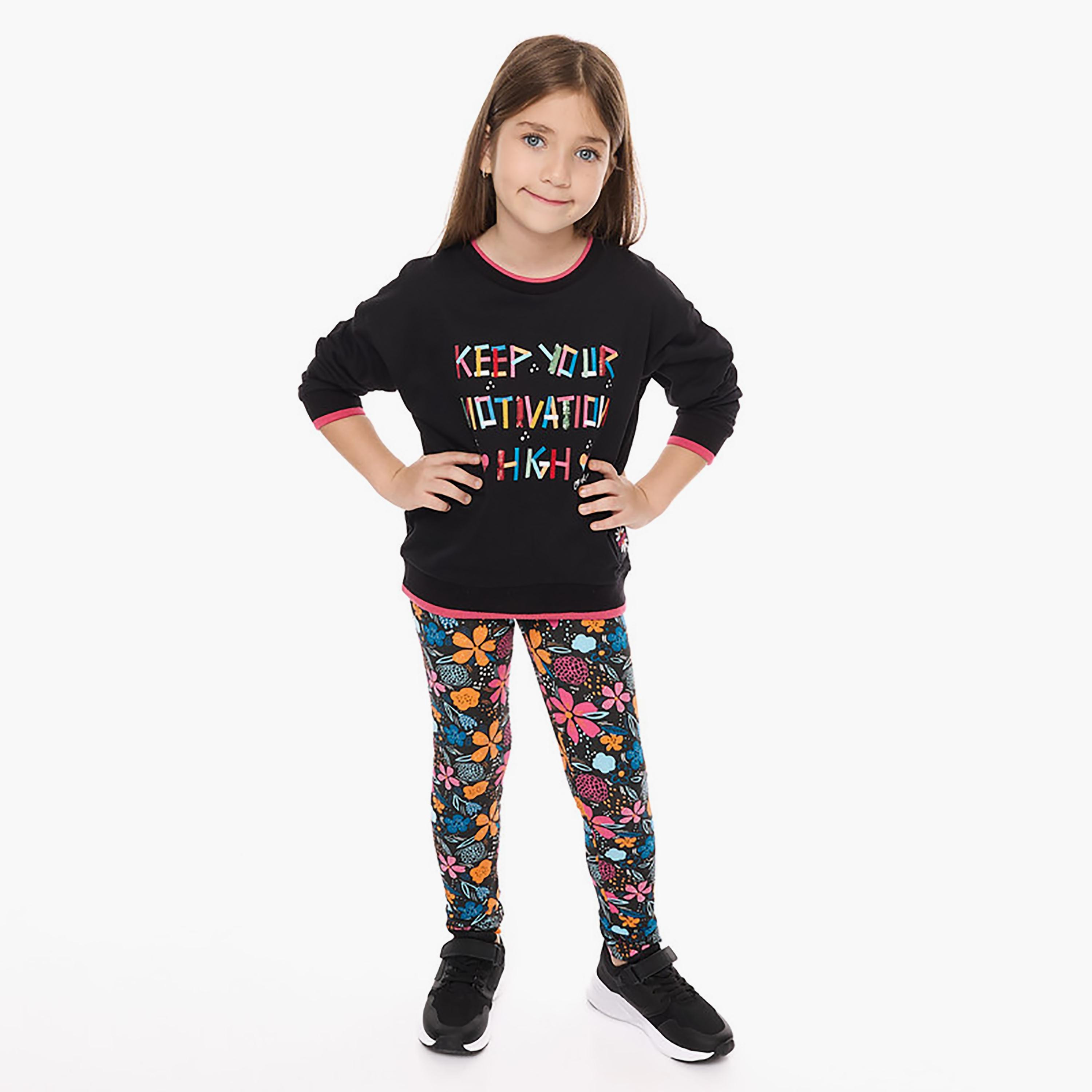 Victor and Jane 2-Piece Floral Printed Long Sleeves Sweatshirt with Leggings-cpbaby-clothing-girls-clothessets-image-1