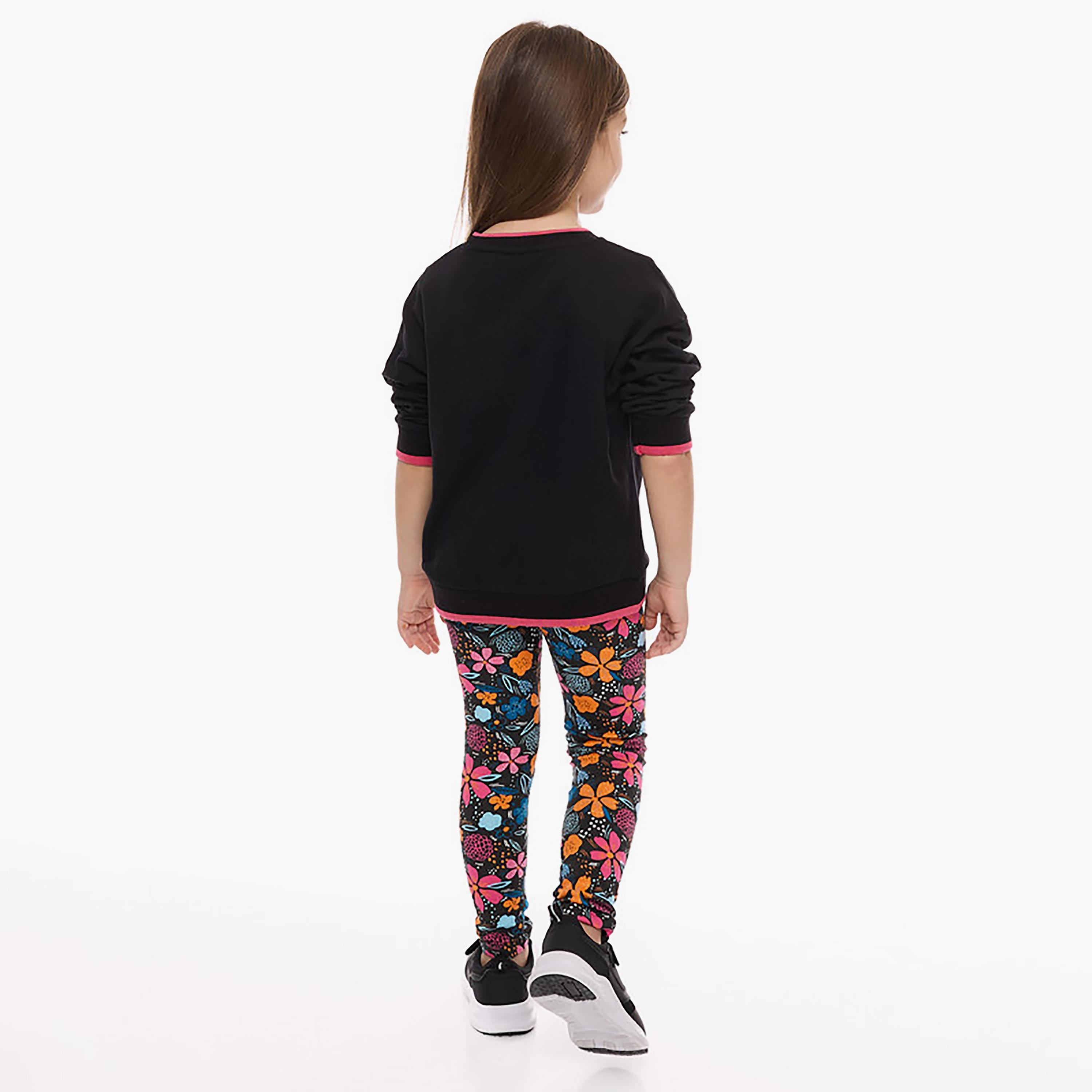 سويت شيرت بأكمام طويلة وطبعة زهور قطعتين مع بنطال ضيق من فيكتور اند جين-cpbaby-clothing-girls-clothessets-image-3