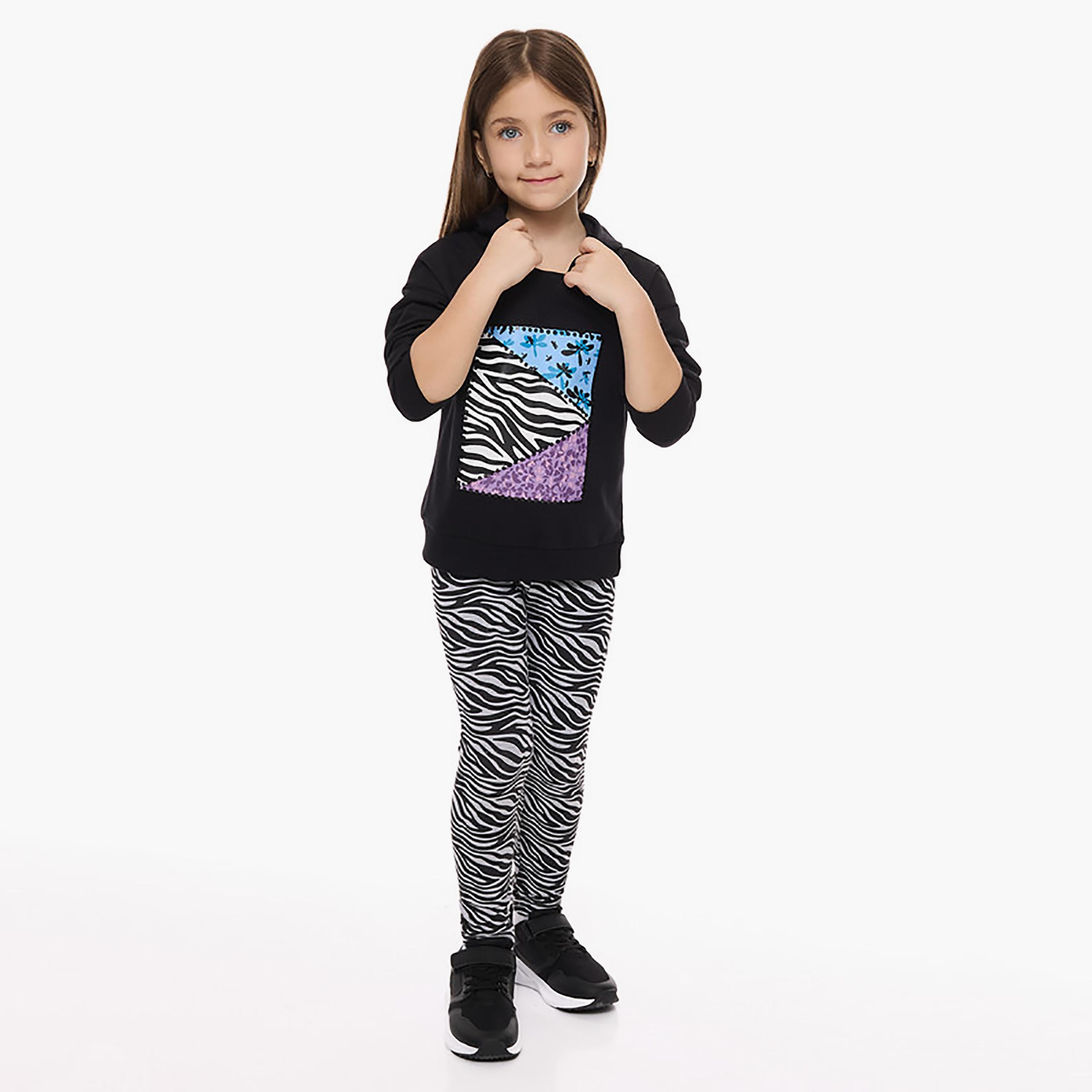 هودي بأكمام طويلة مطبوع قطعتين مع بنطال ضيق من فيكتور اند جين-cpbaby-clothing-girls-clothessets-image-1