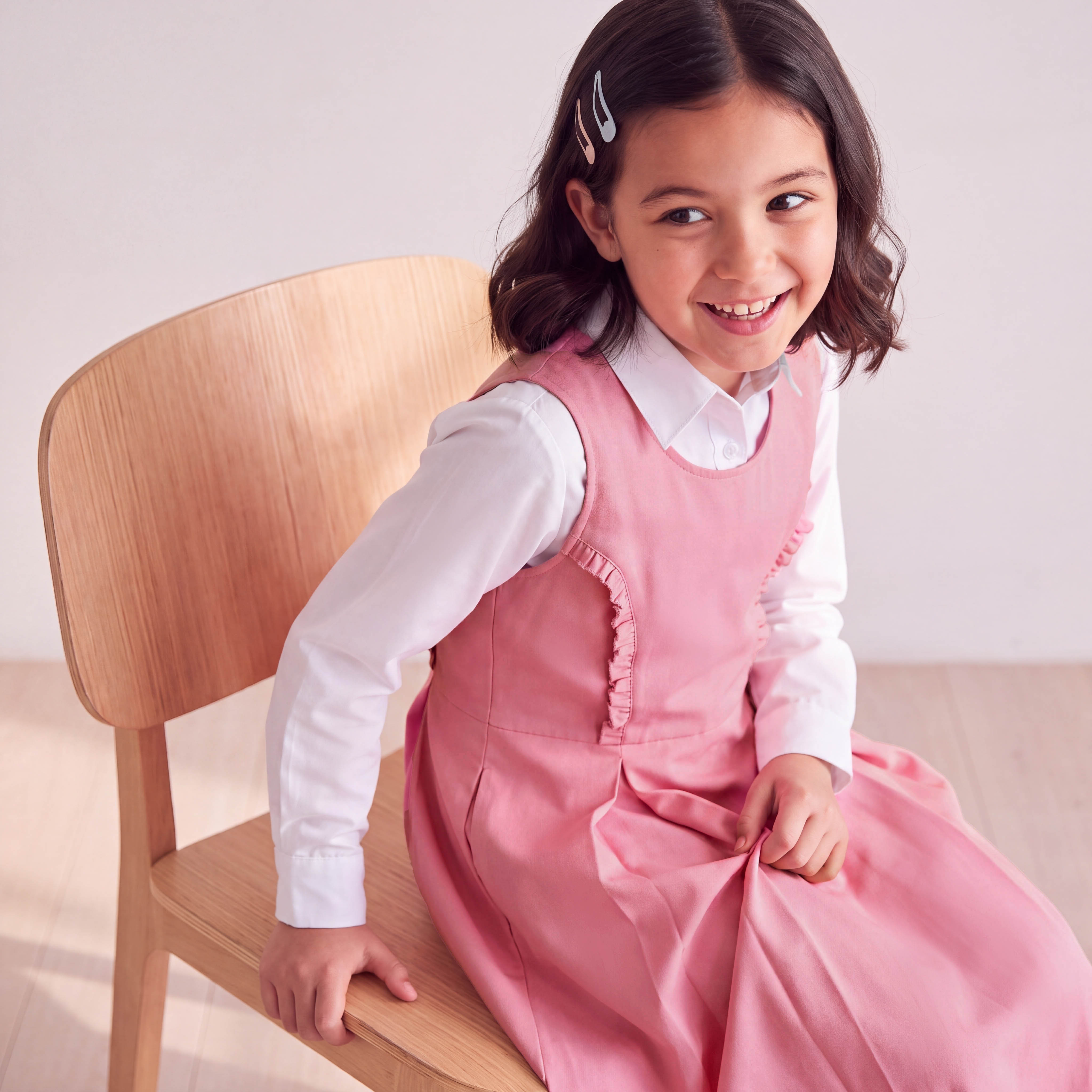 Pink School Pinafore with Round Neck - Girls-girls-clothing-schoolwear-dresses-image-5