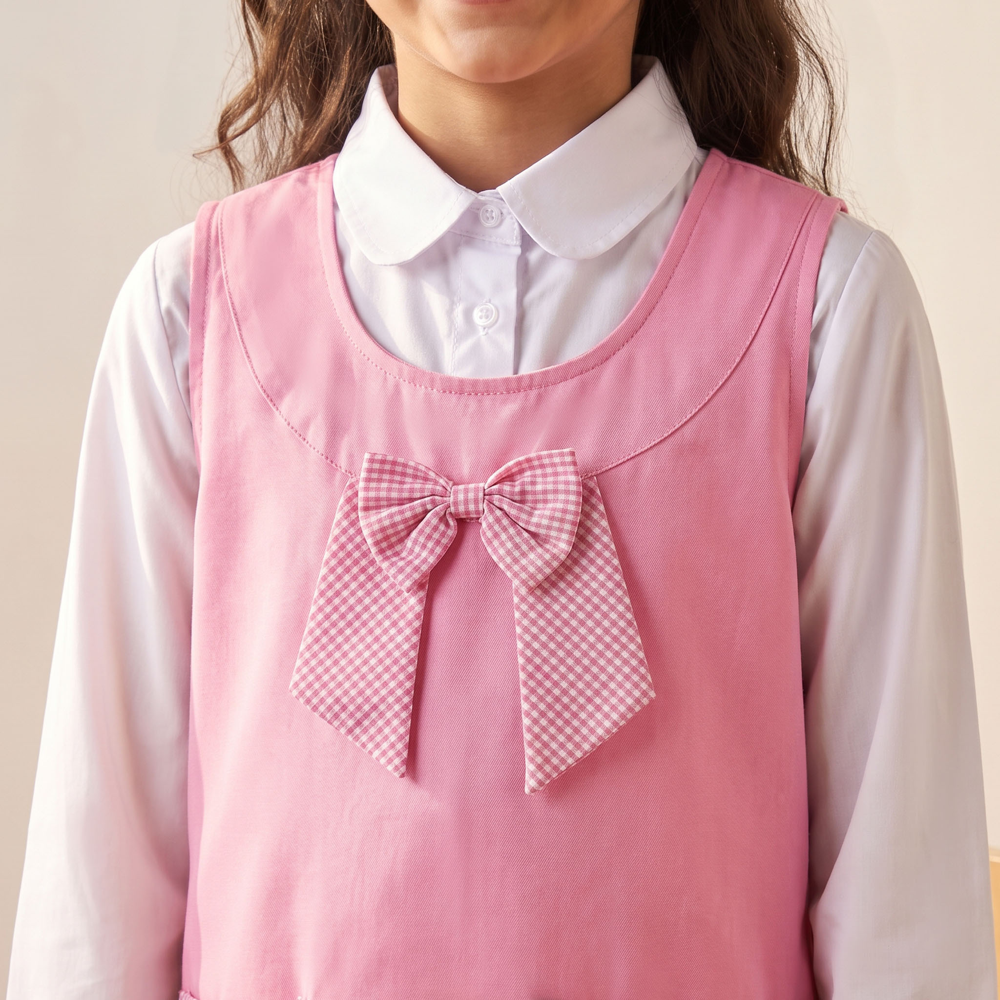Pink School Pinafore with Round Neck - Girls-girls-clothing-schoolwear-dresses-image-4