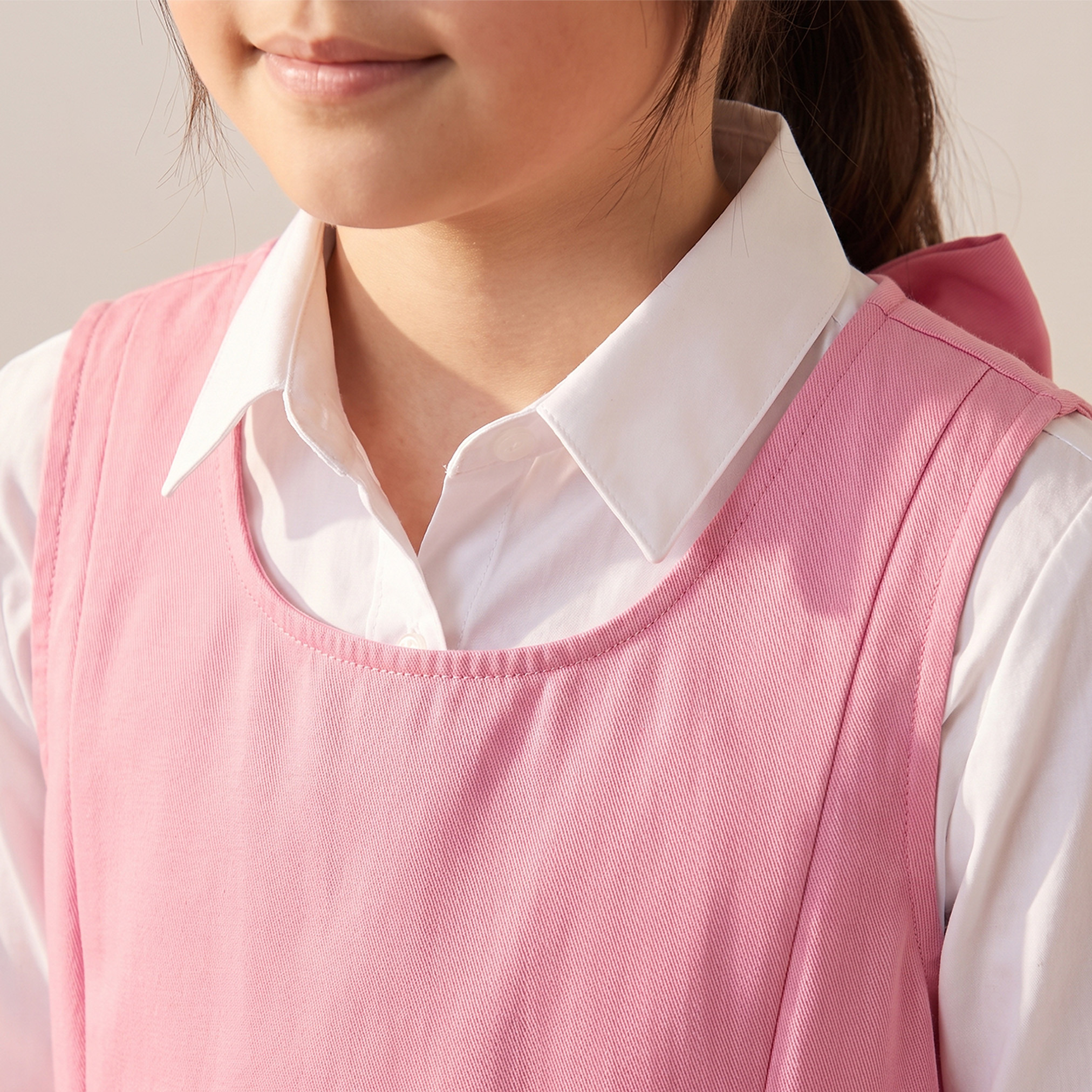 Pink School Pinafore with Round Neck - Girls-girls-clothing-schoolwear-dresses-image-6