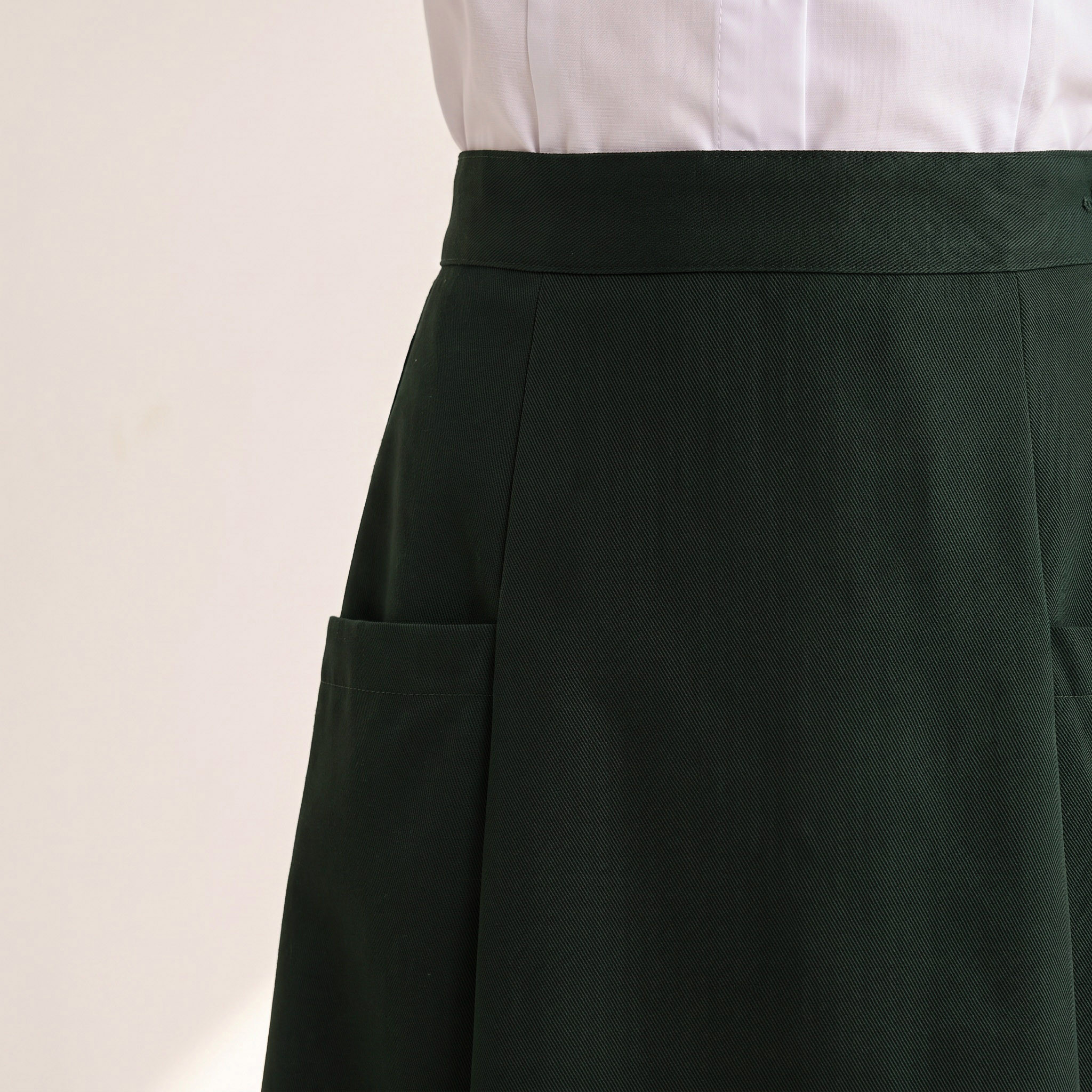 Green Midi School Skirt with Pleats - Girls-girls-clothing-schoolwear-bottoms-skirt-image-4
