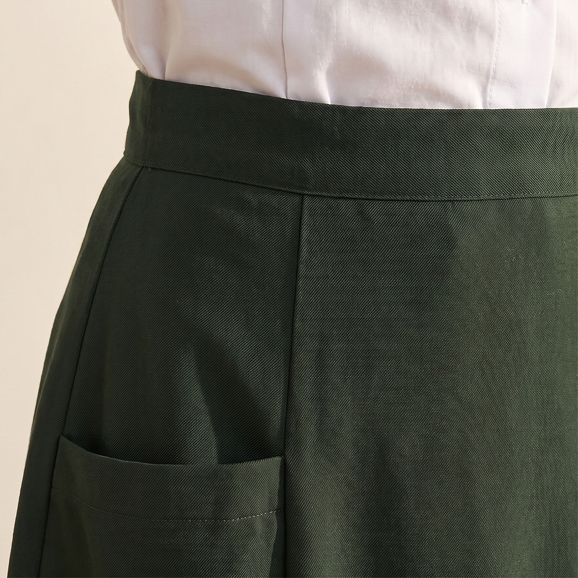 Green Midi School Skirt with Pleats - Girls-girls-clothing-schoolwear-bottoms-skirt-image-7