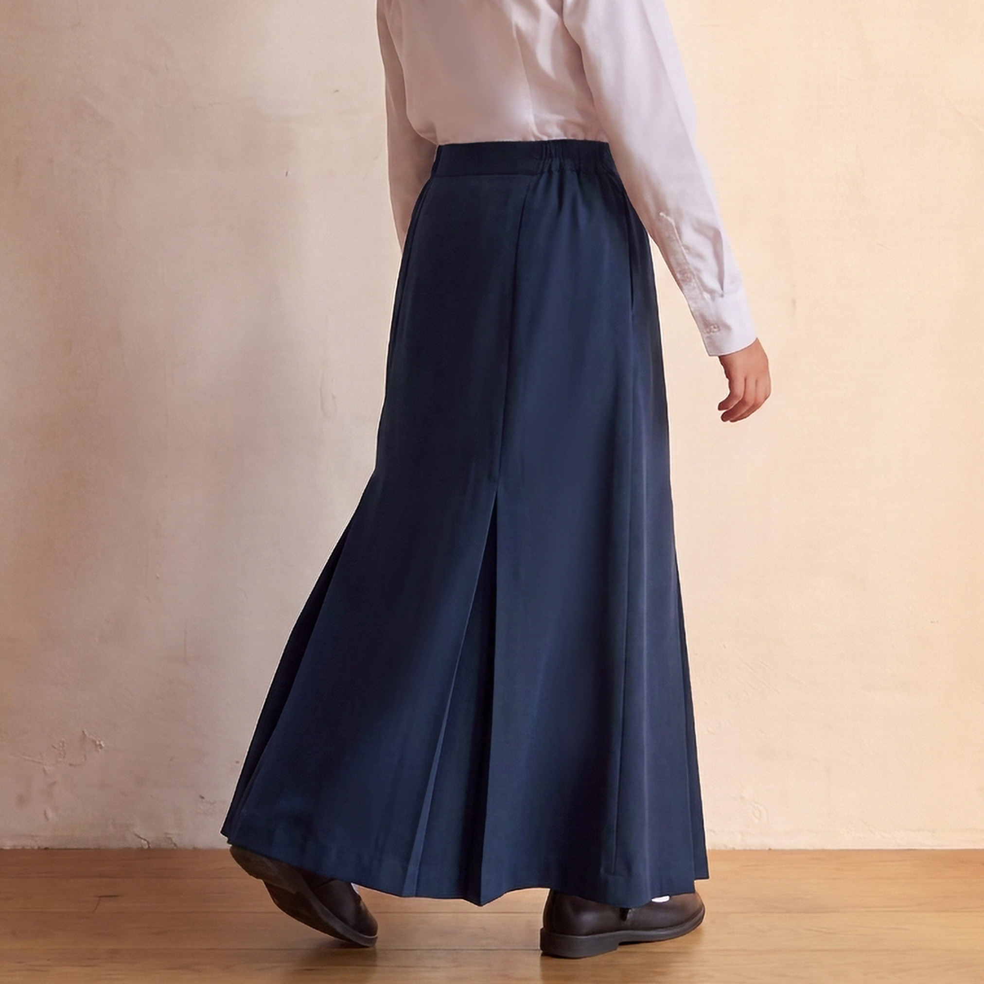 Blue Midi School Skirt with Pleats - Girls-girls-clothing-schoolwear-bottoms-skirt-image-3