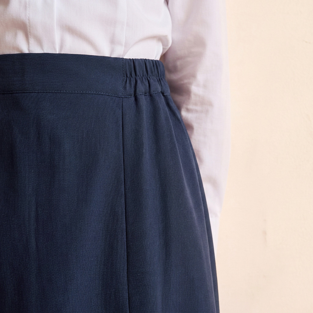 Blue Midi School Skirt with Pleats - Girls-girls-clothing-schoolwear-bottoms-skirt-image-4