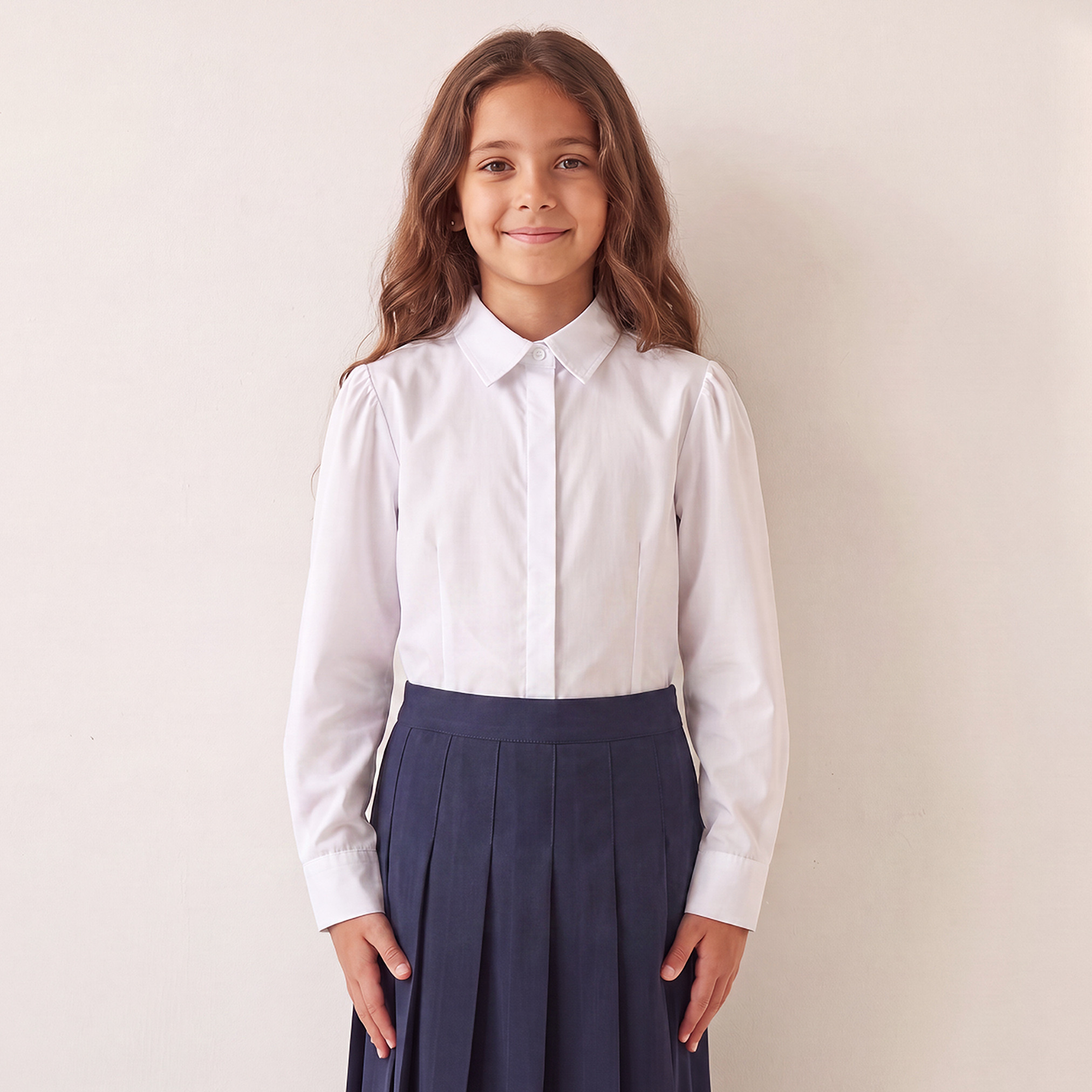 White School Shirt with Collar - Girls-girls-clothing-schoolwear-blousesandshirts-image-1