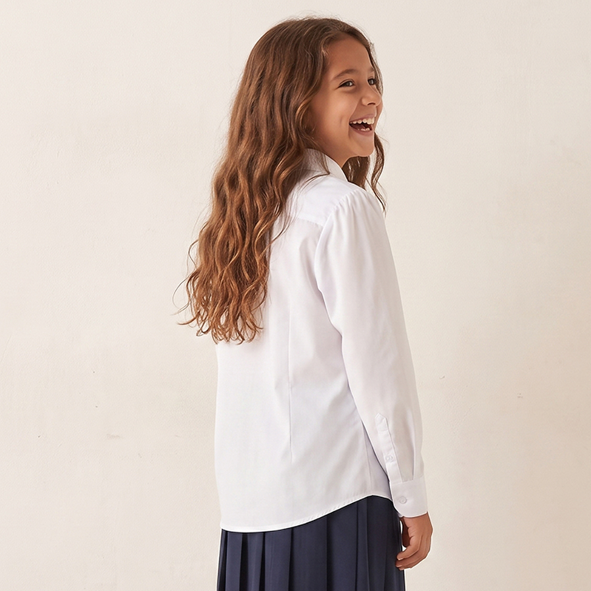 White School Shirt with Collar - Girls-girls-clothing-schoolwear-blousesandshirts-image-3