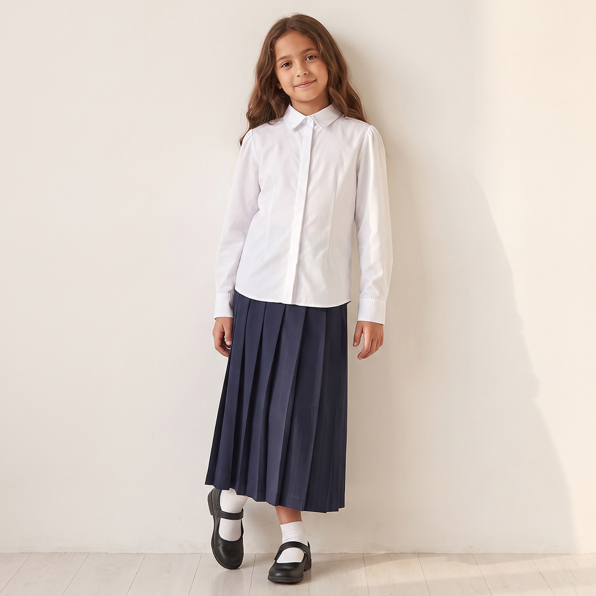 White School Shirt with Collar - Girls-girls-clothing-schoolwear-blousesandshirts-image-4