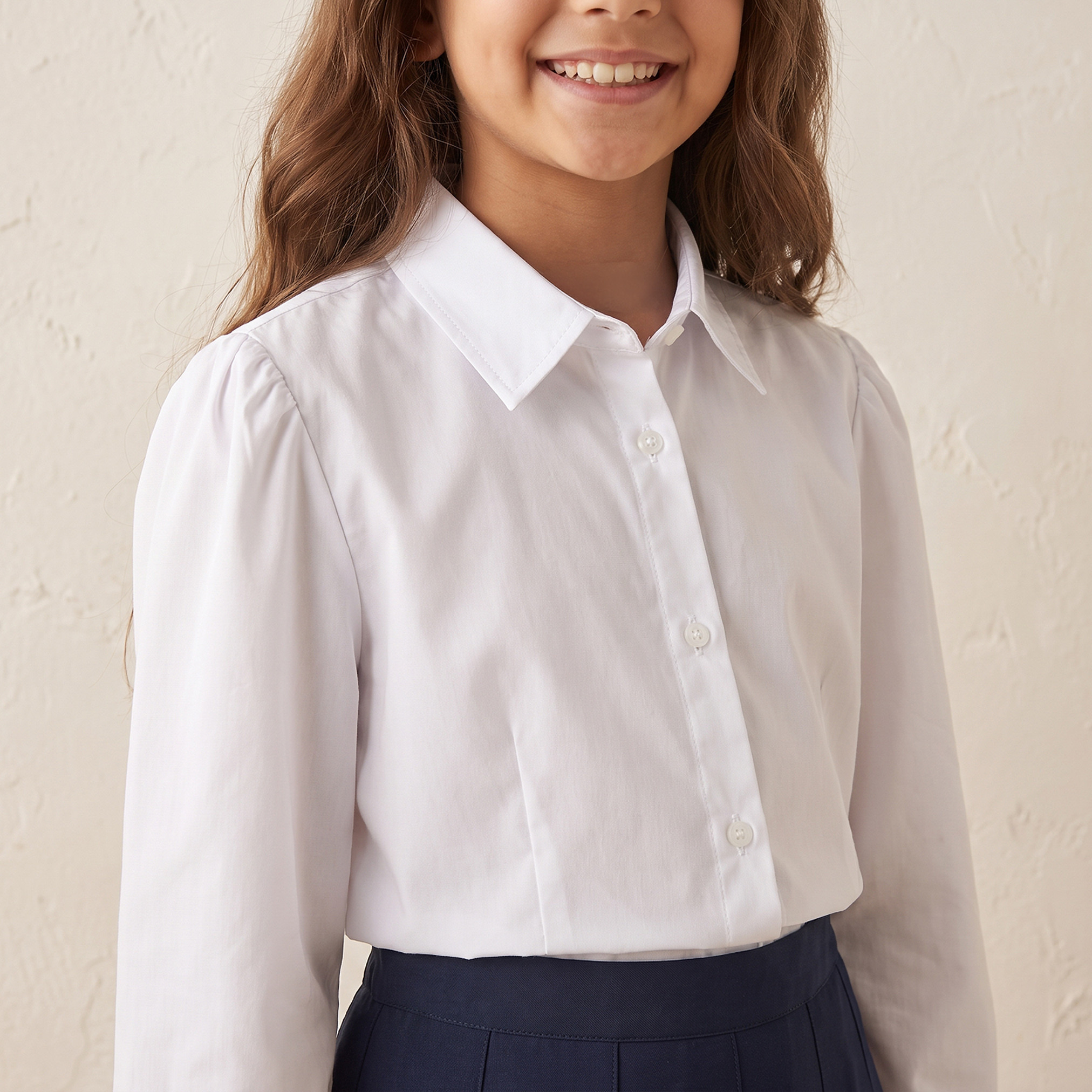 White School Shirt with Collar - Girls-girls-clothing-schoolwear-blousesandshirts-image-5