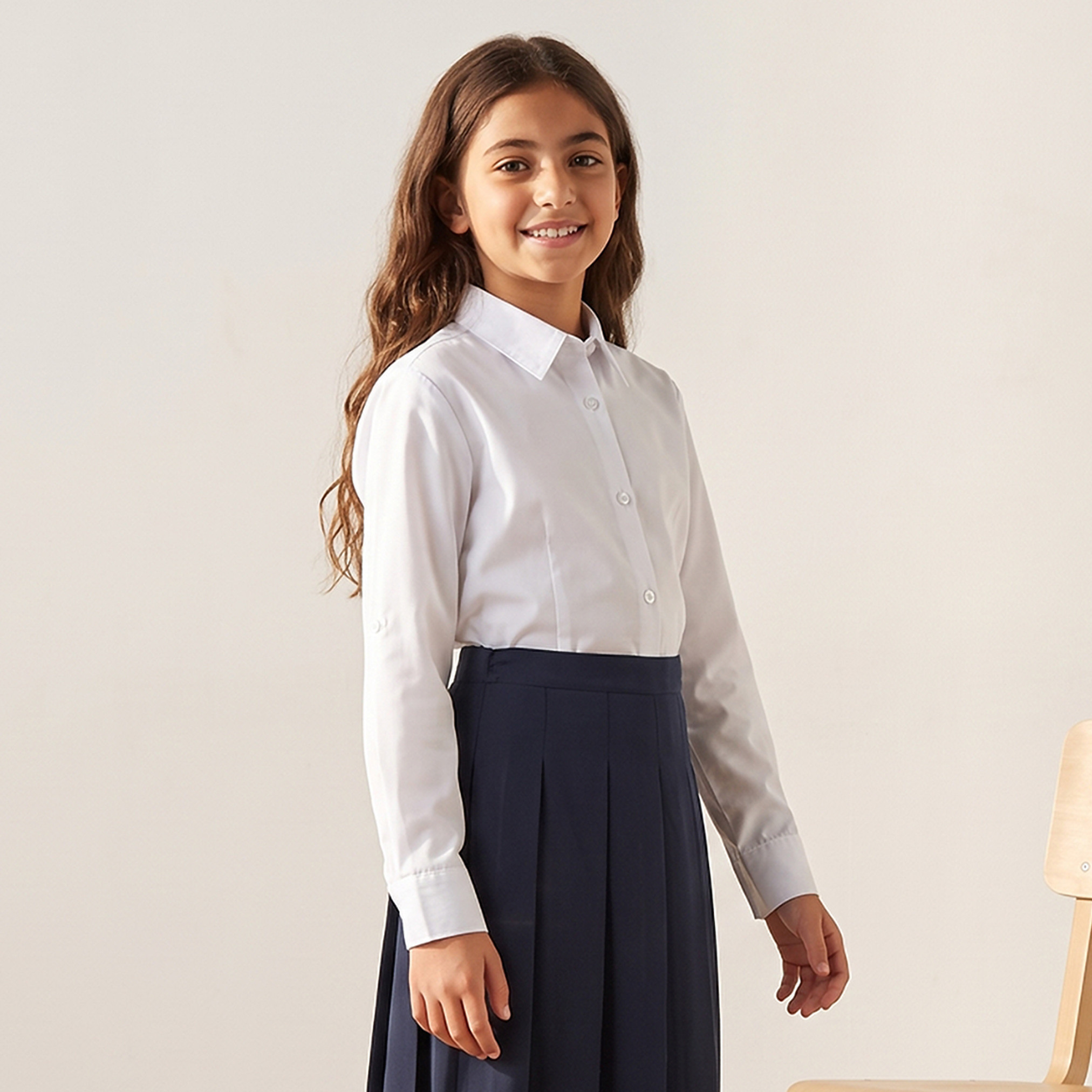 White School Shirt with Collar - Girls-girls-clothing-schoolwear-blousesandshirts-image-1